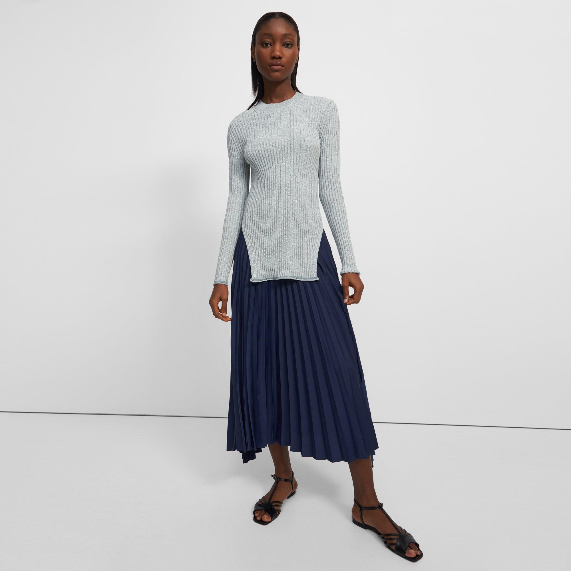 Pleated Skirt in Satin Crepe