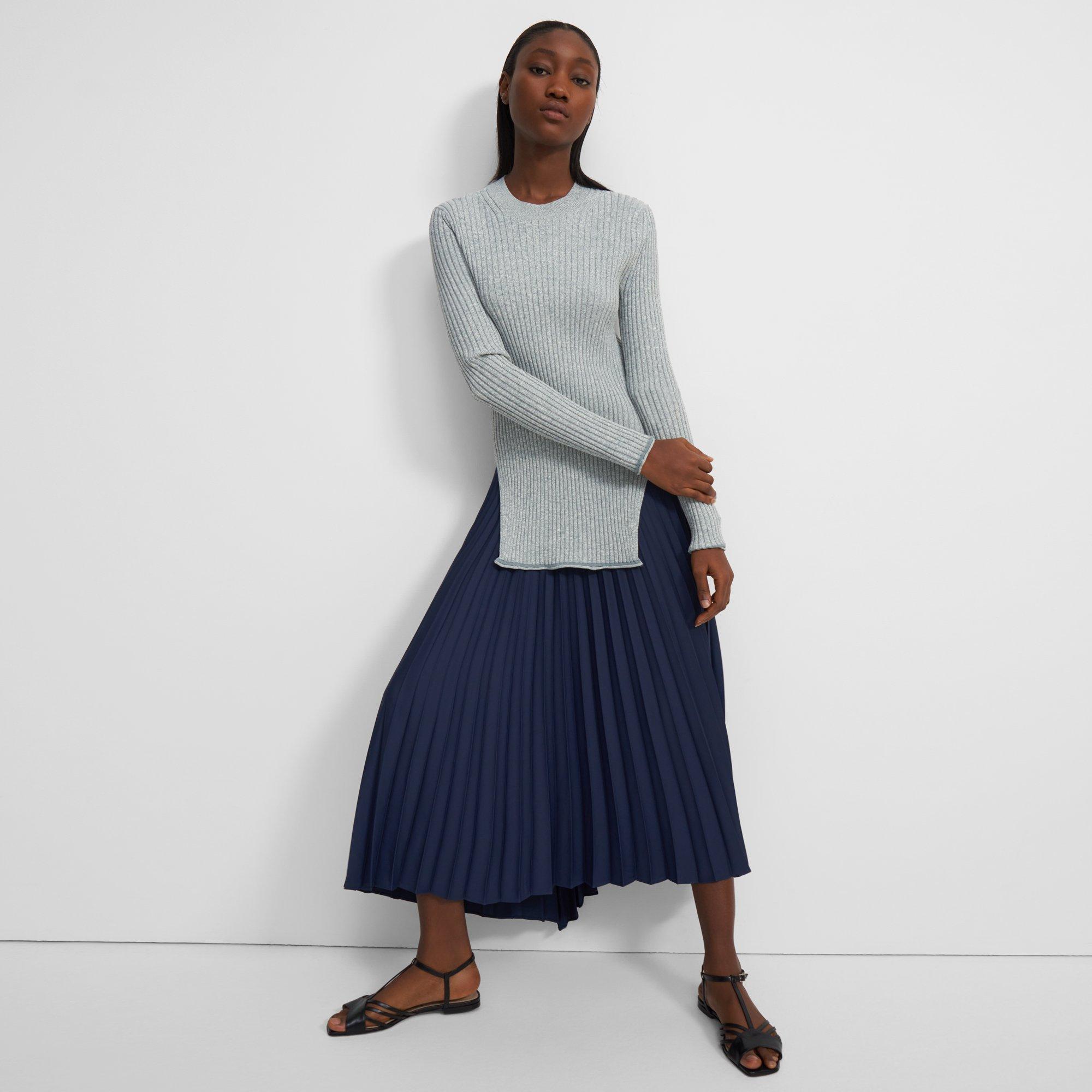 Pleated Skirt in Satin Crepe