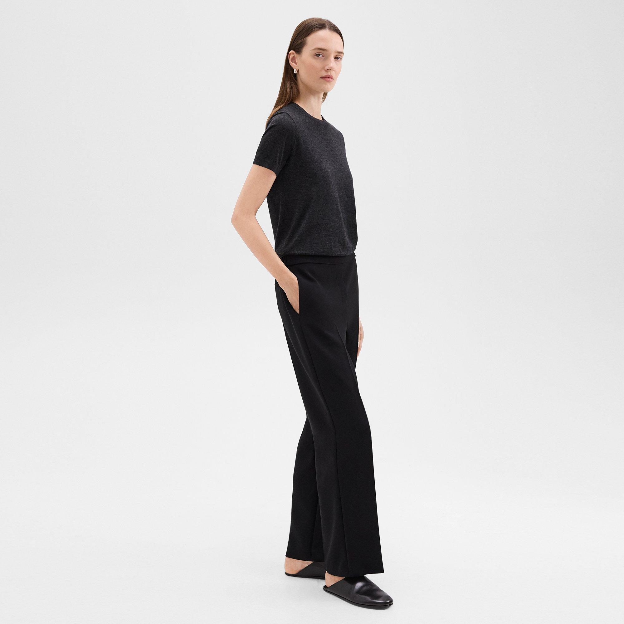 Wide-Leg Pull-On Trousers in Admiral Crepe