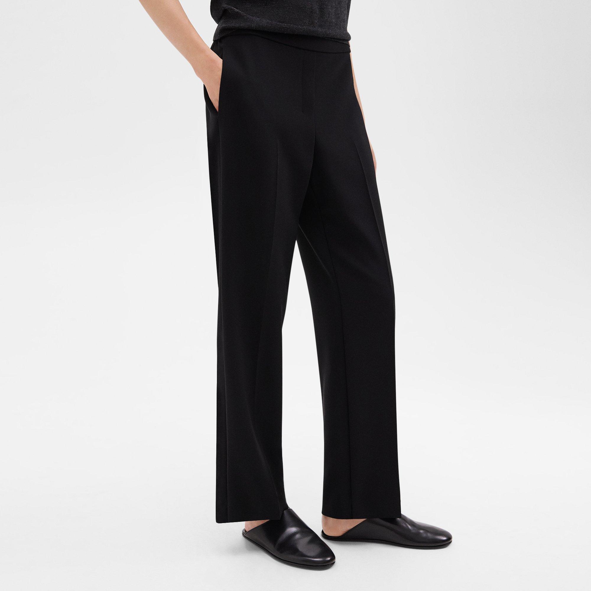 Wide-Leg Pull-On Trousers in Admiral Crepe