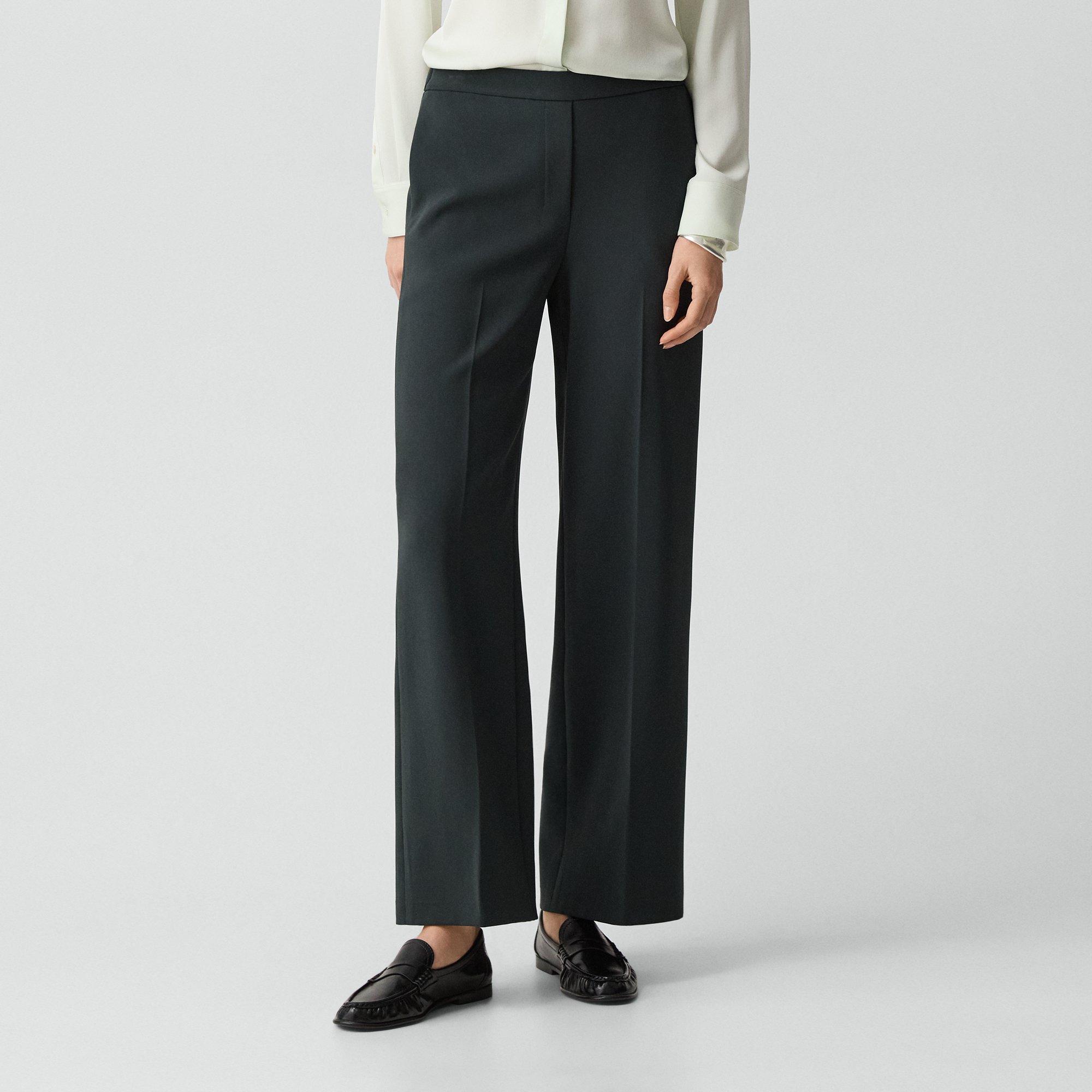 Wide-Leg Pull-On Trousers in Admiral Crepe