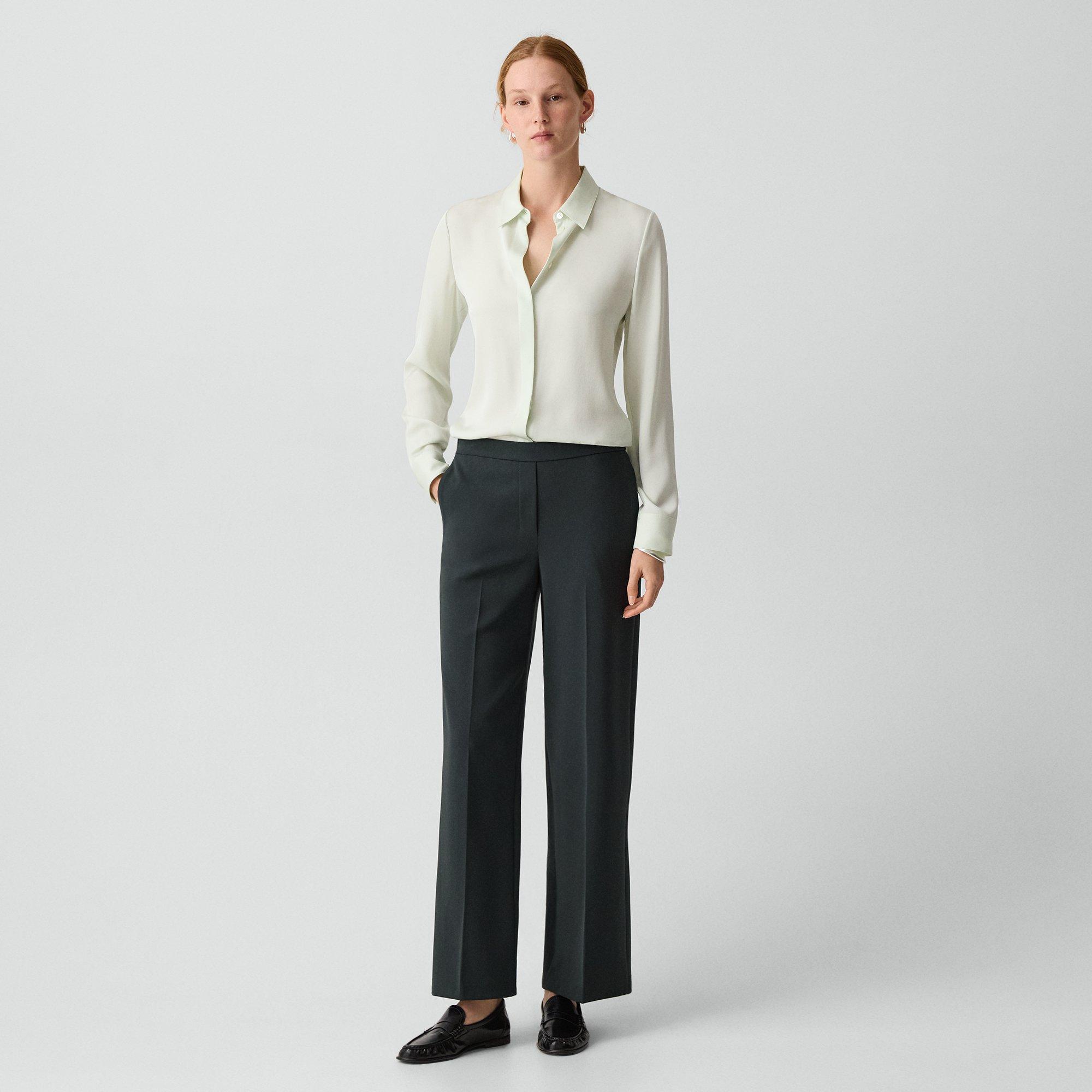 Wide-Leg Pull-On Trousers in Admiral Crepe