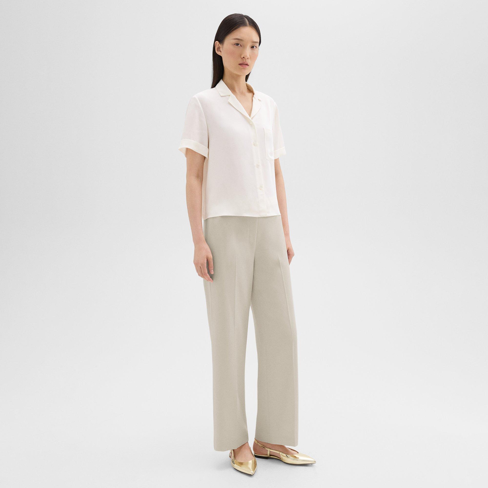 Wide-Leg Pull-On Pant in Admiral Crepe