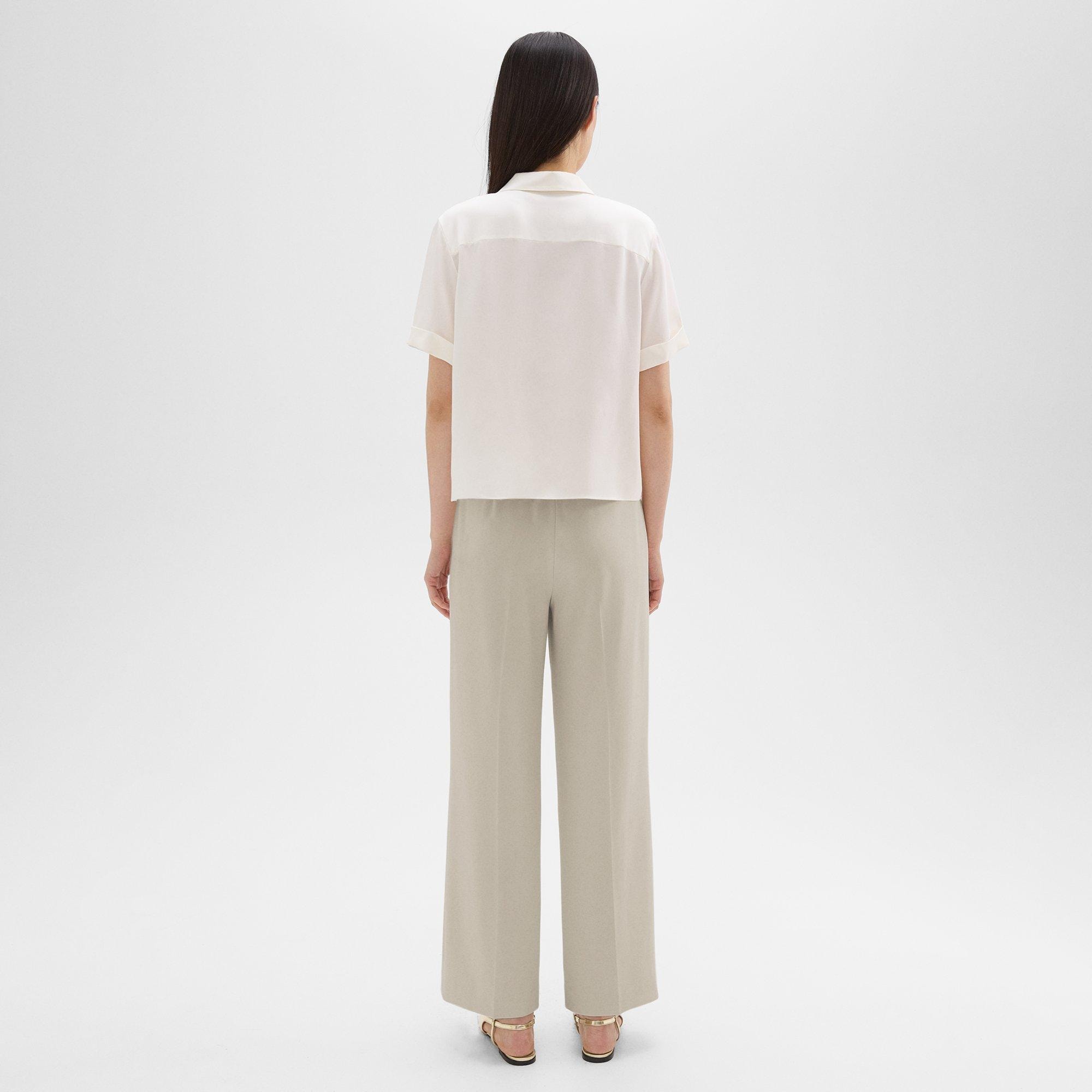 Wide-Leg Pull-On Trousers in Admiral Crepe