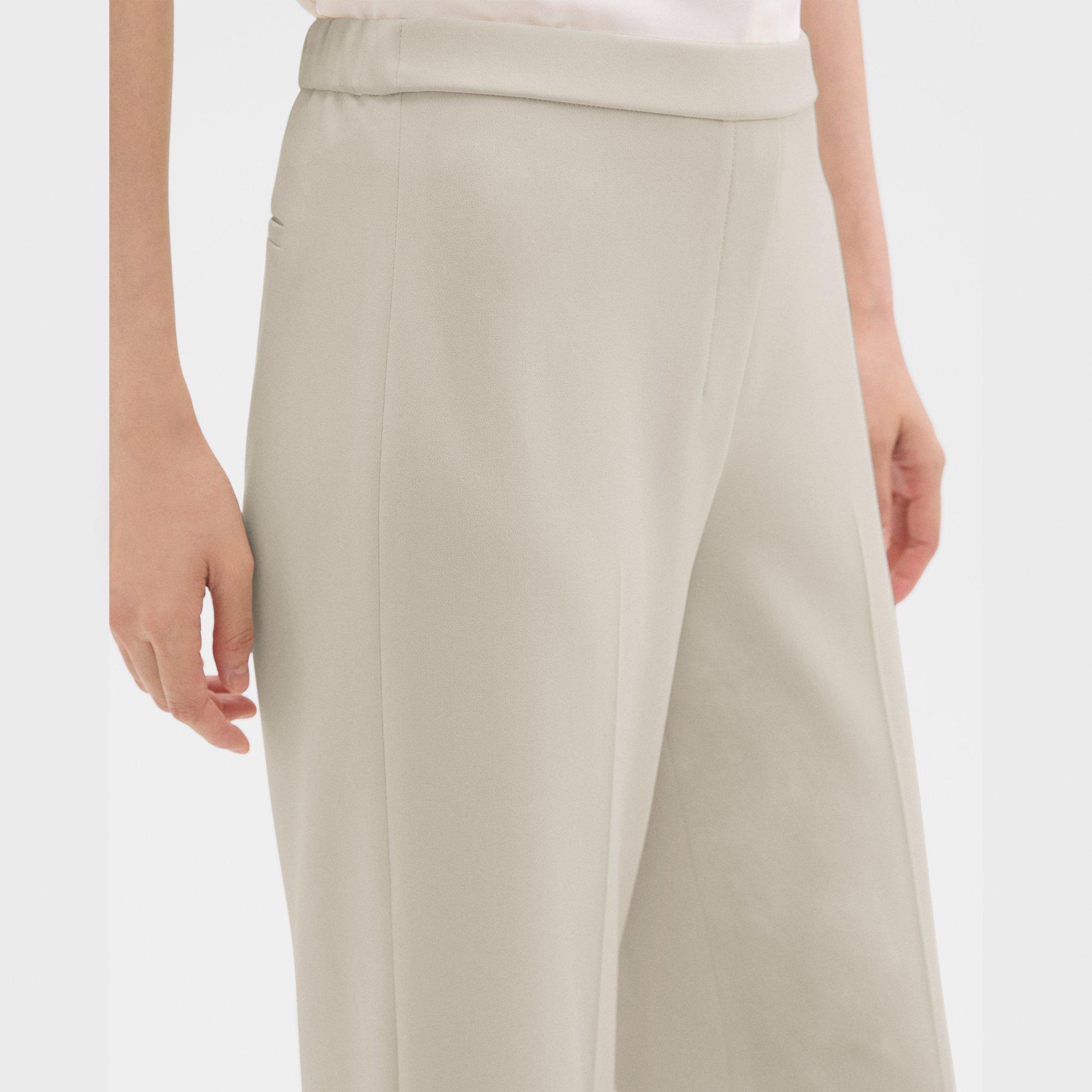 Wide-Leg Pull-On Trousers in Admiral Crepe