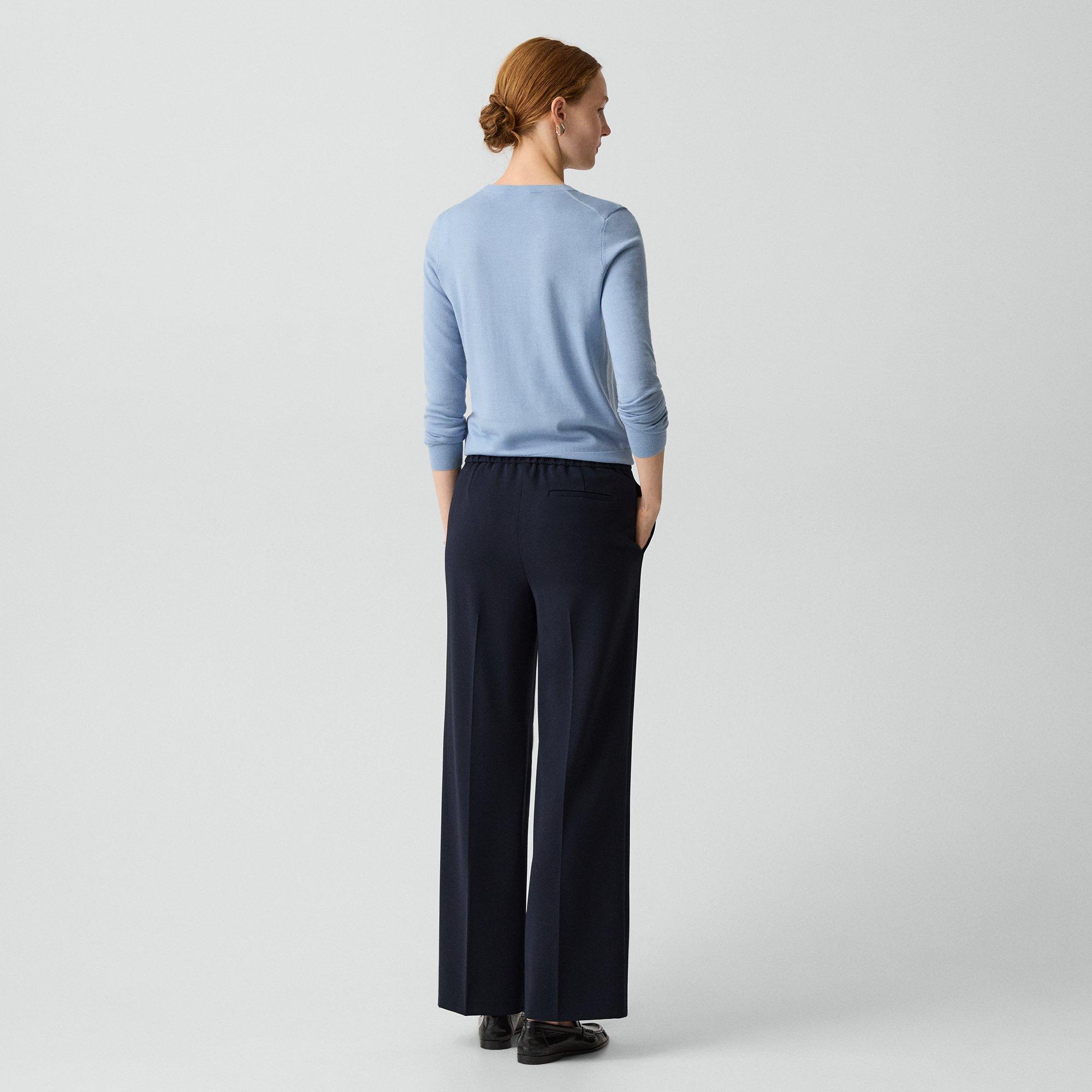 Wide-Leg Pull-On Pant in Admiral Crepe