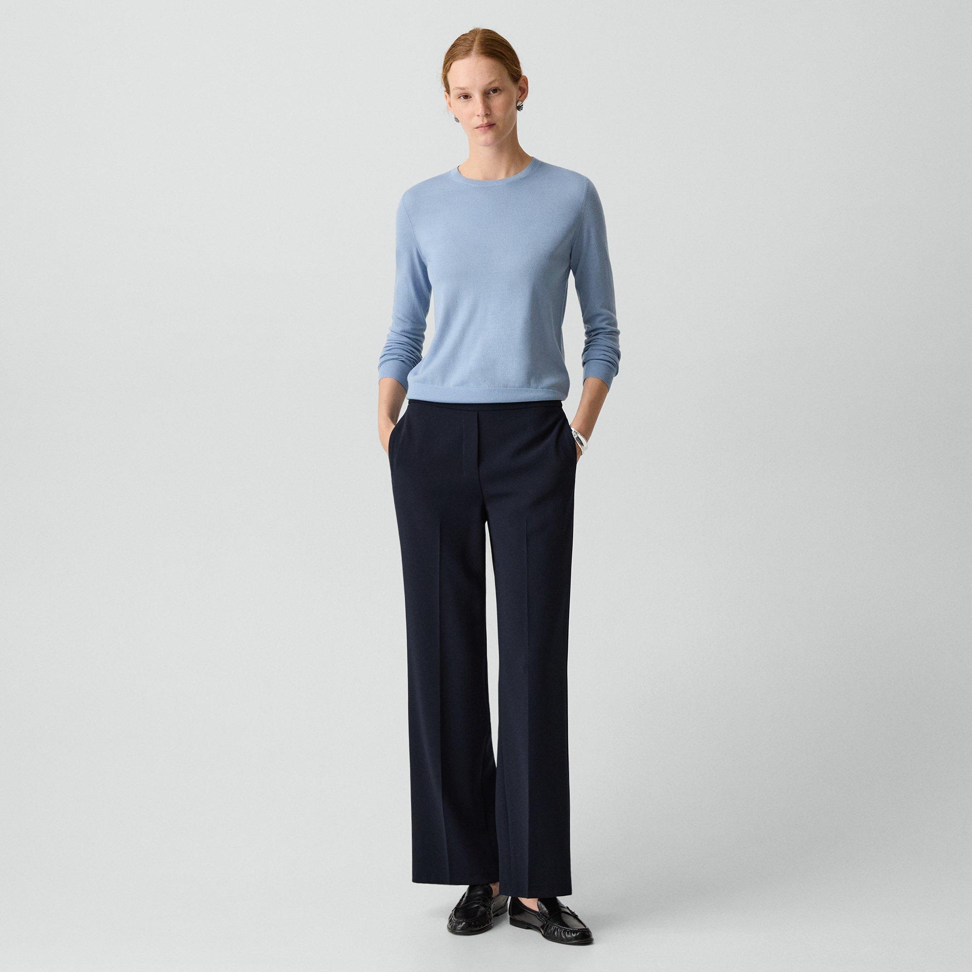 Wide-Leg Pull-On Pant in Admiral Crepe