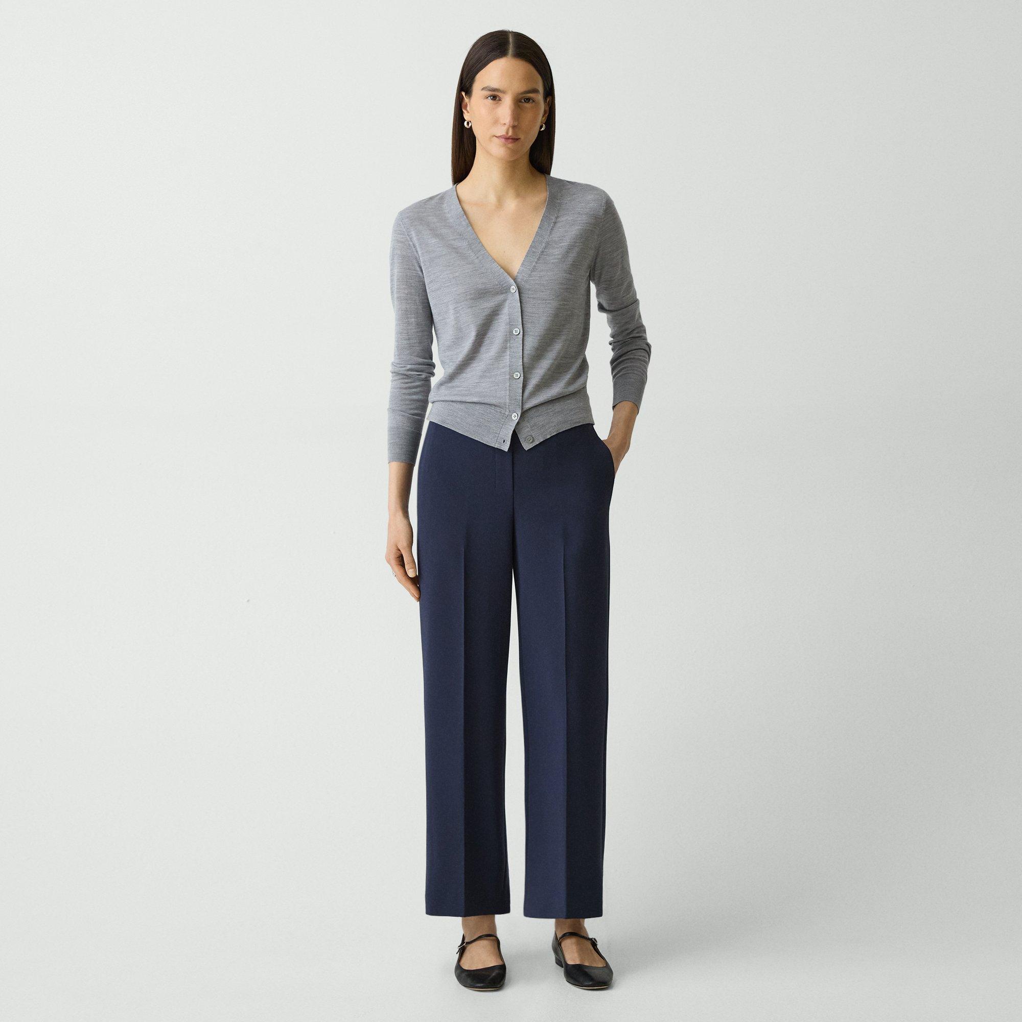 Wide-Leg Pull-On Pant in Admiral Crepe