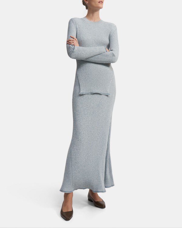 Ribbed Skirt in Compact Knit