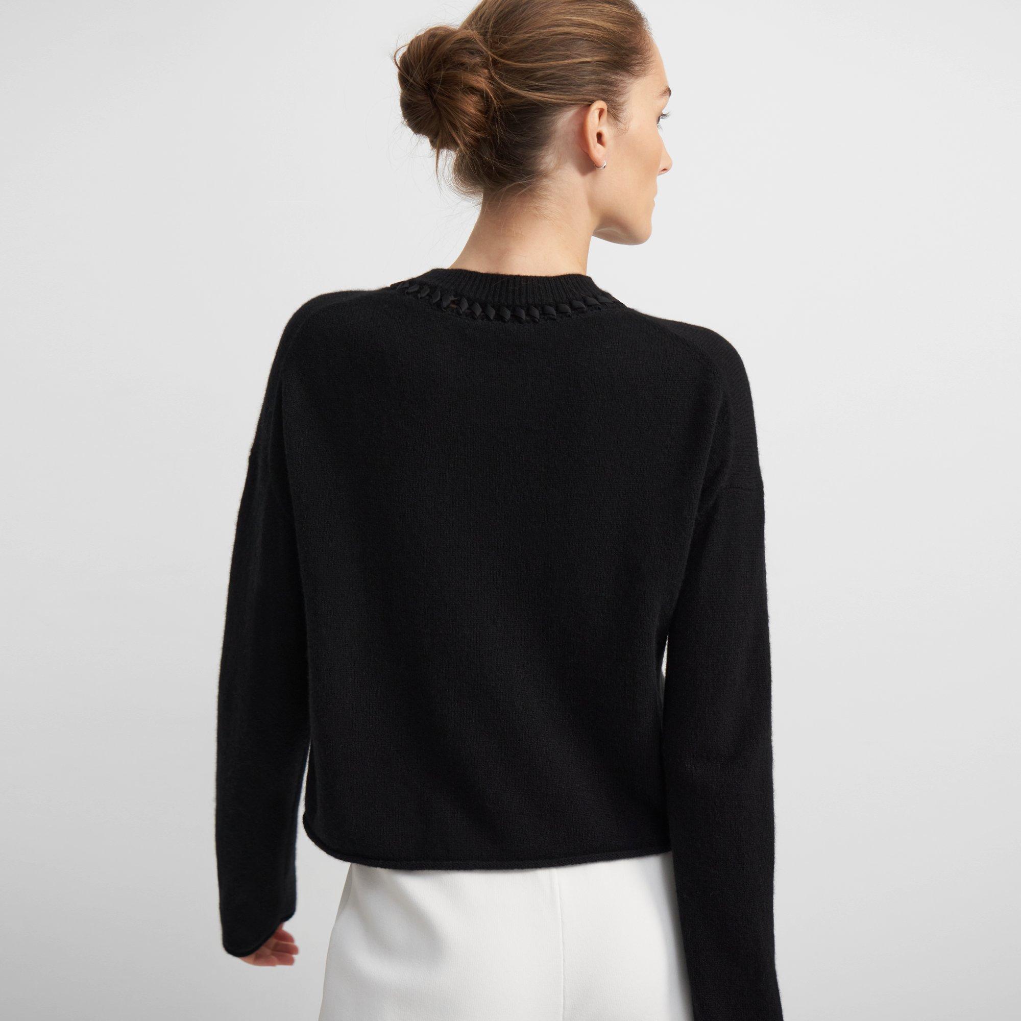 Ribbon-Trim Cropped Sweater in Cashmere