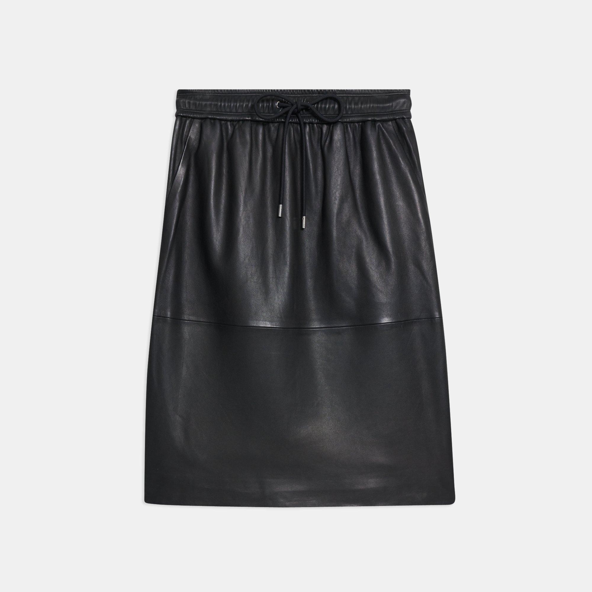 theory drawstring leather skirt