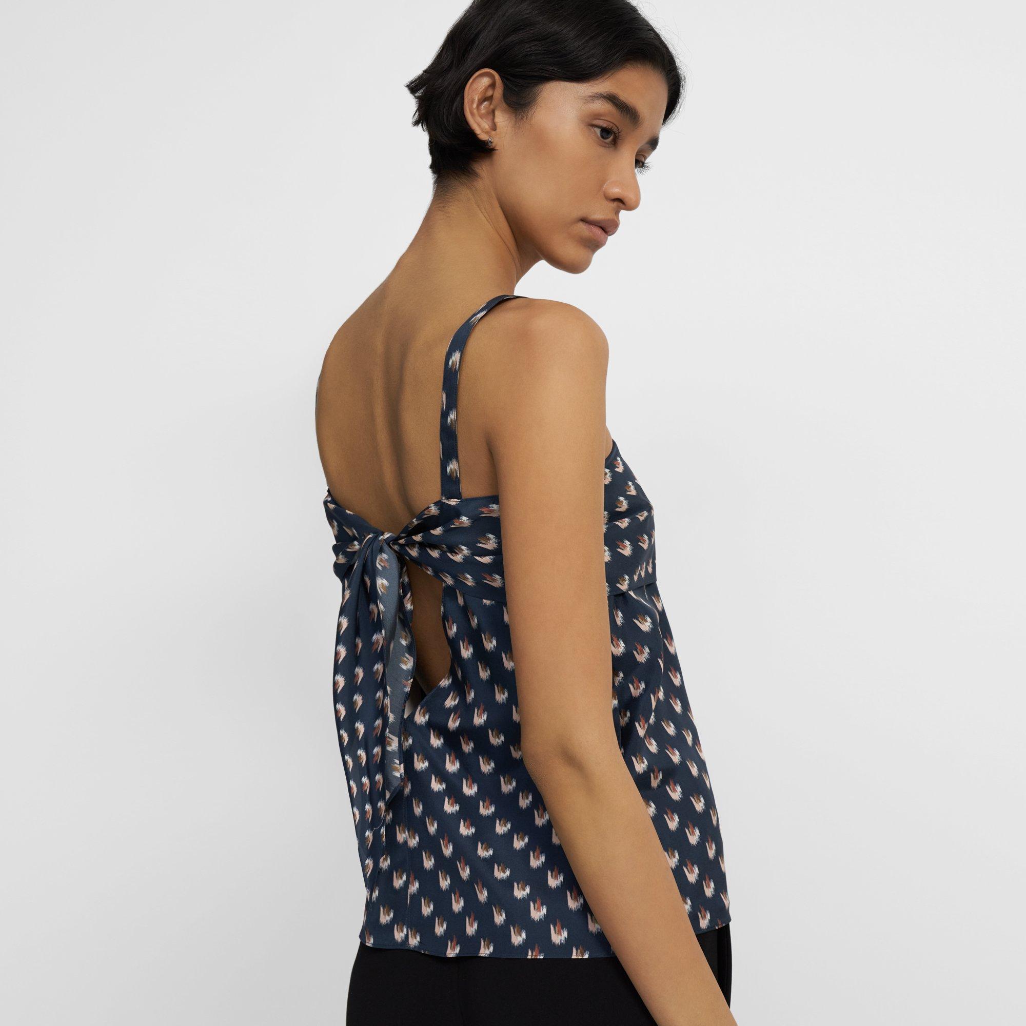 Silk Floral Tie Back Top Theory