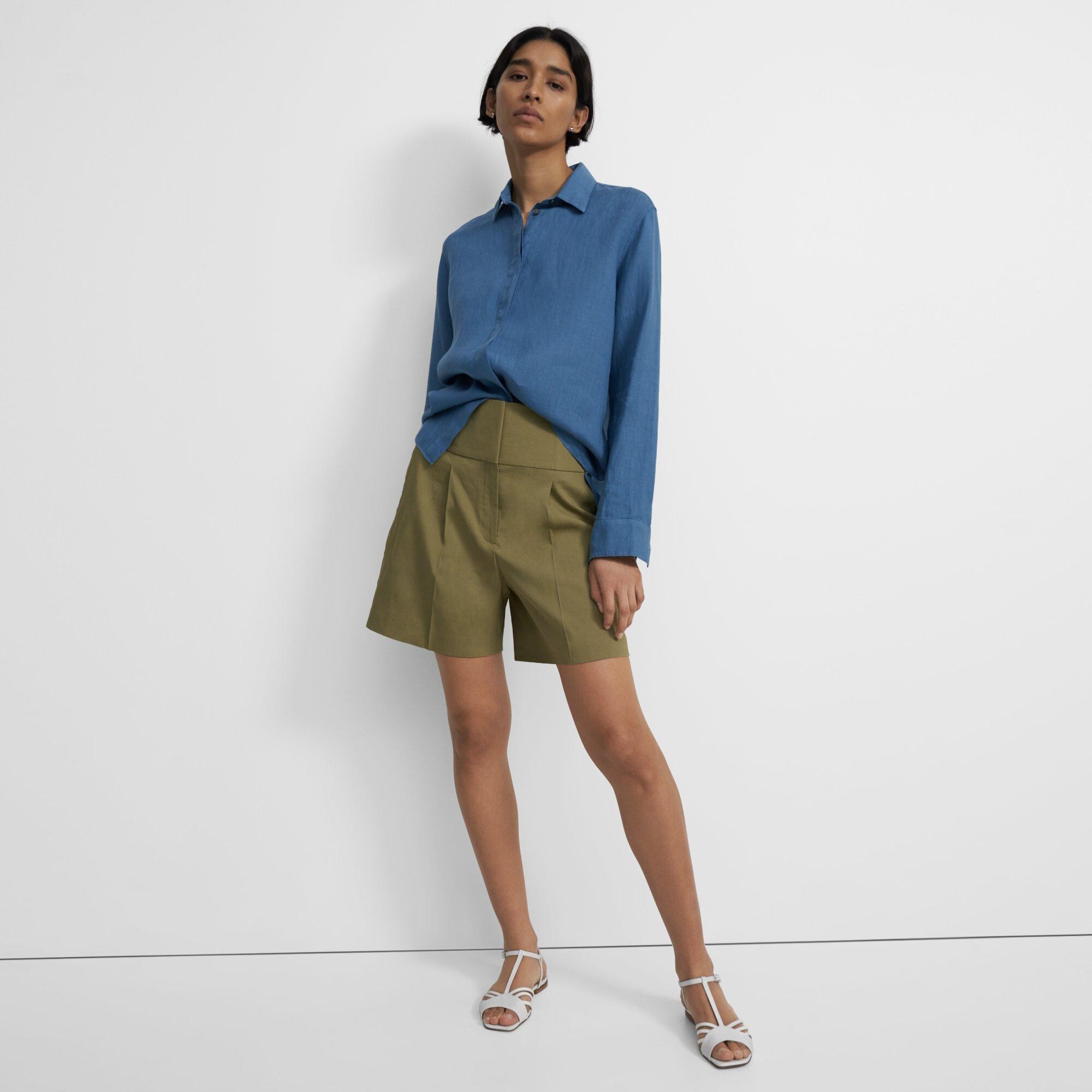 Pleated Carrot Short in Good Linen