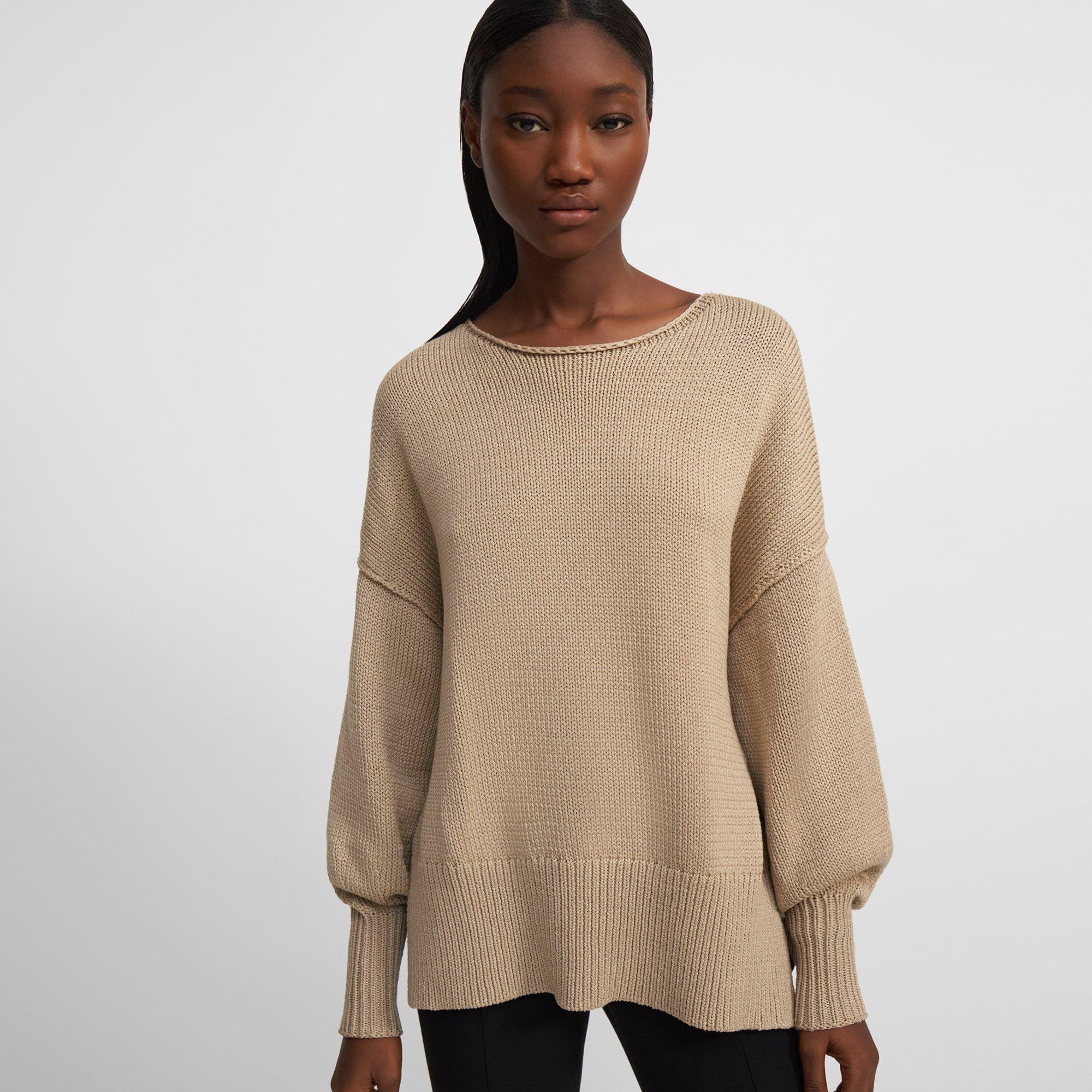 Cotton Chainette Chunky Slit Sweater | Theory