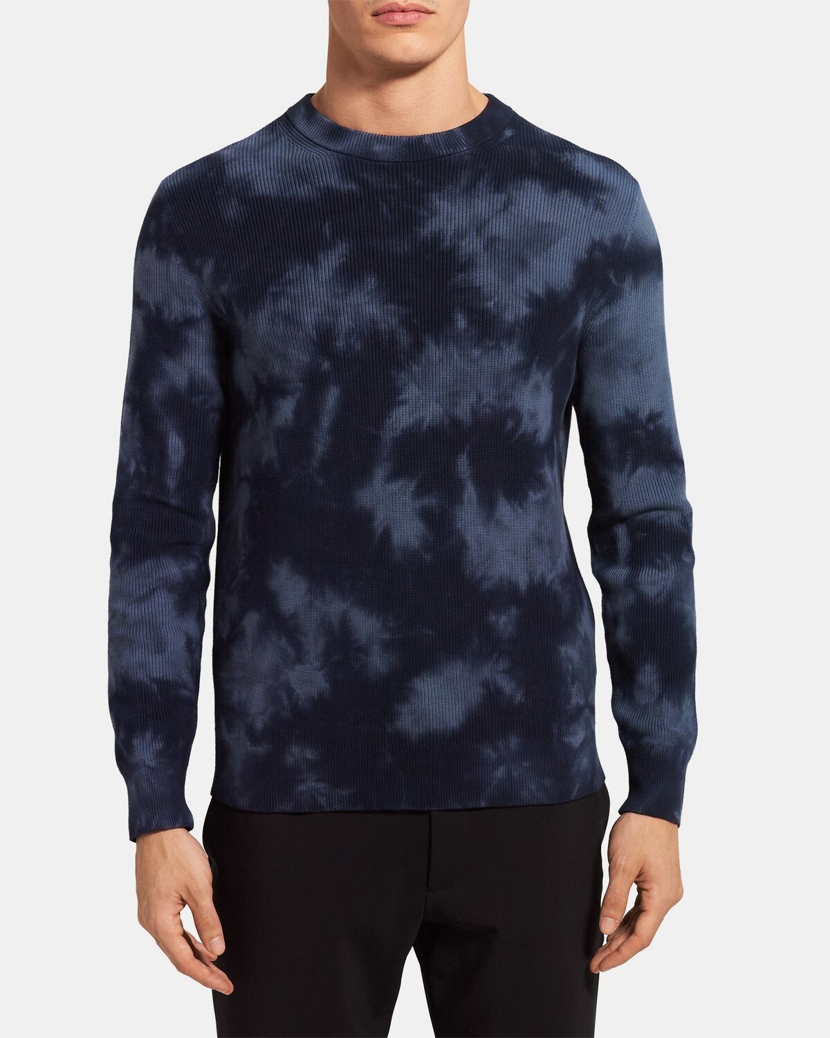 Ribbed Crewneck Sweat in Tie-Dyed Cotton