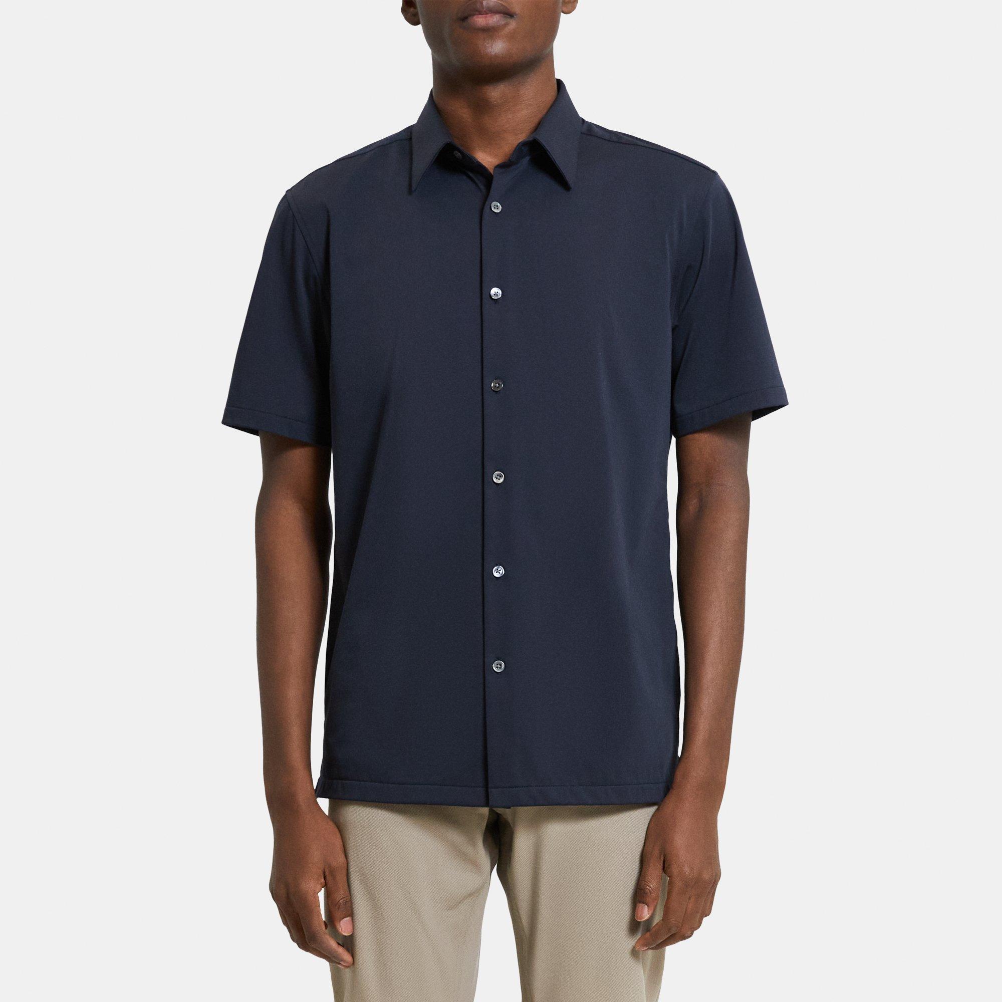 Theory Irving Short-Sleeve Shirt in Structure Knit