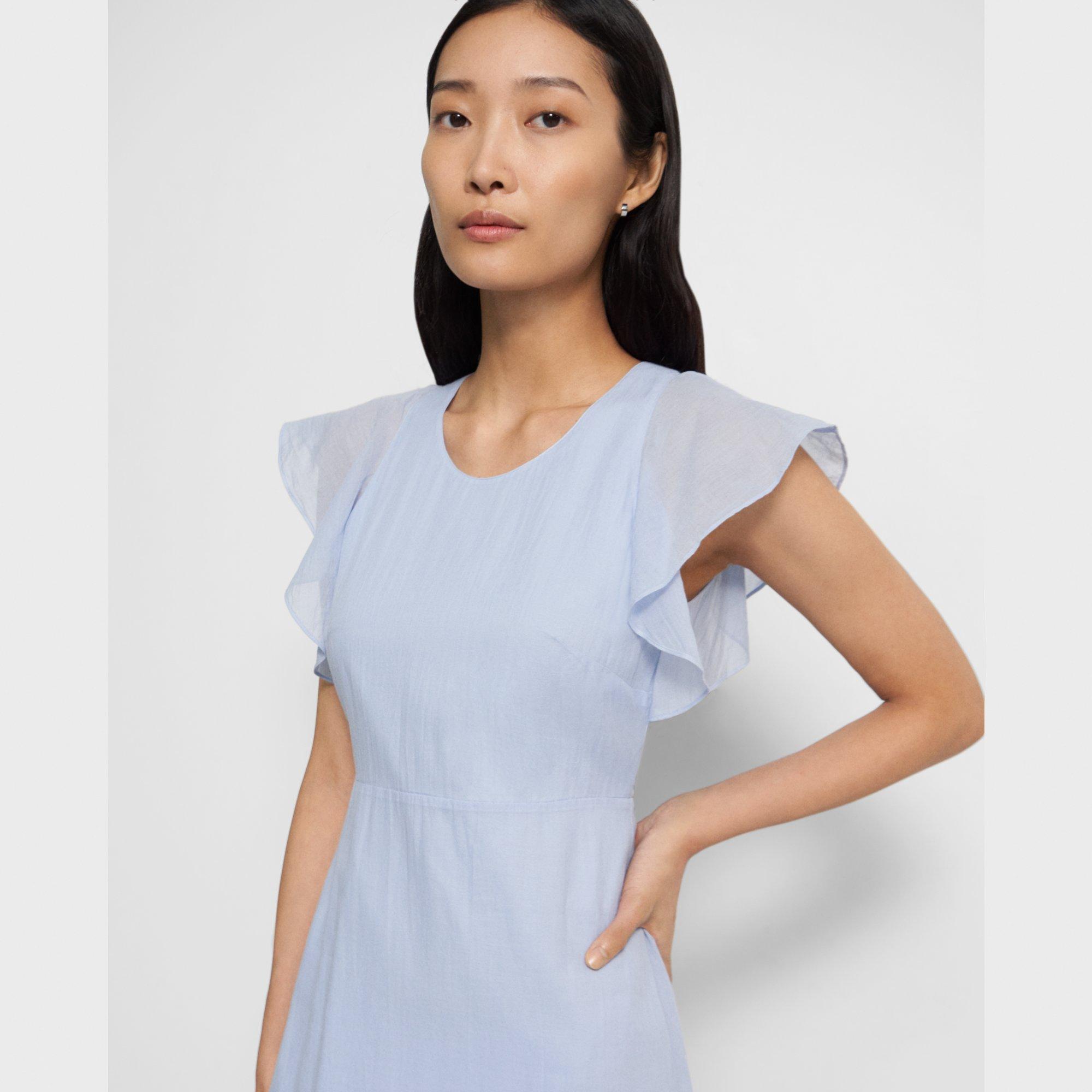 Ruffle Sleeve Dress in Organic Cotton