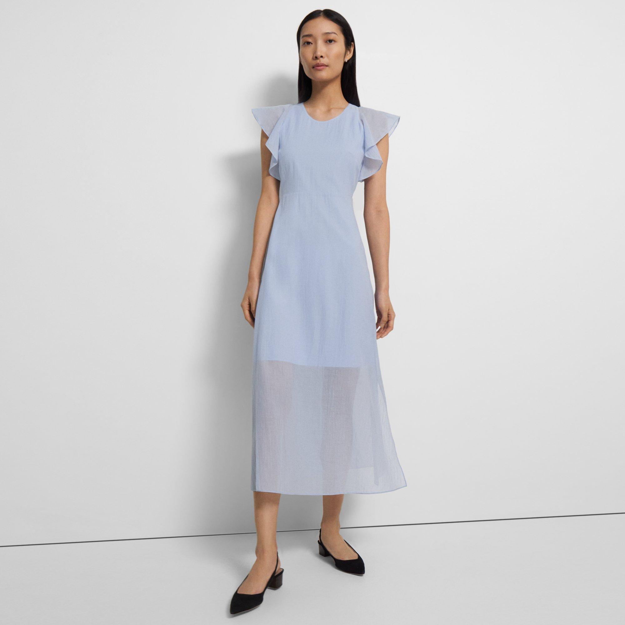 Organic Cotton Ruffle Sleeve Dress | Theory