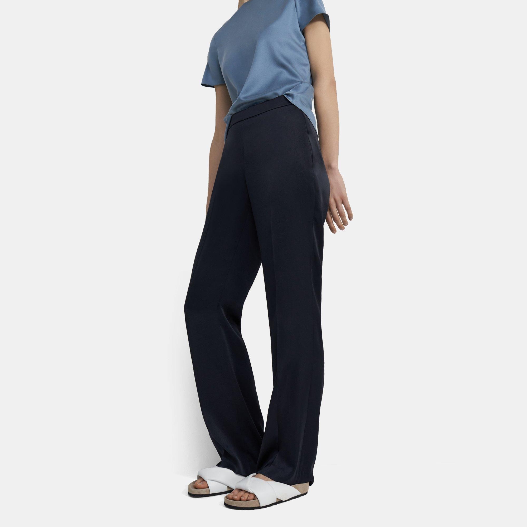 Straight Pull-On Pant in Crushed Satin