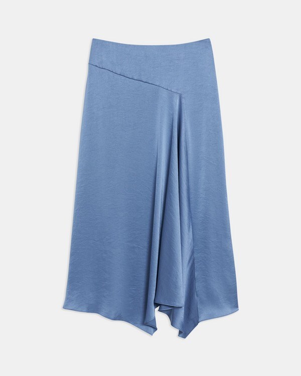 Asymmetrical Draped Skirt in Crushed Satin