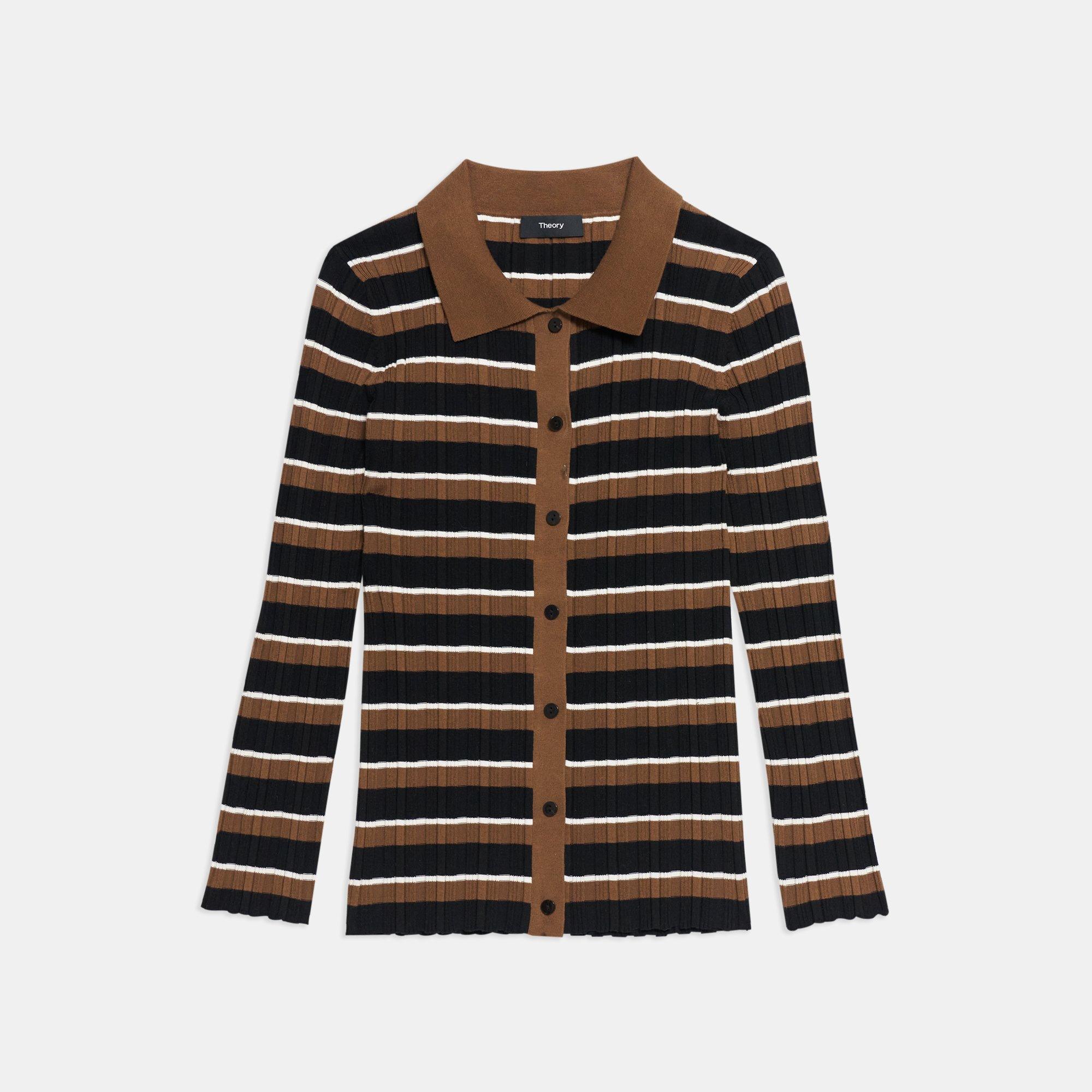 Deep V-Neck Cardigan in Cotton