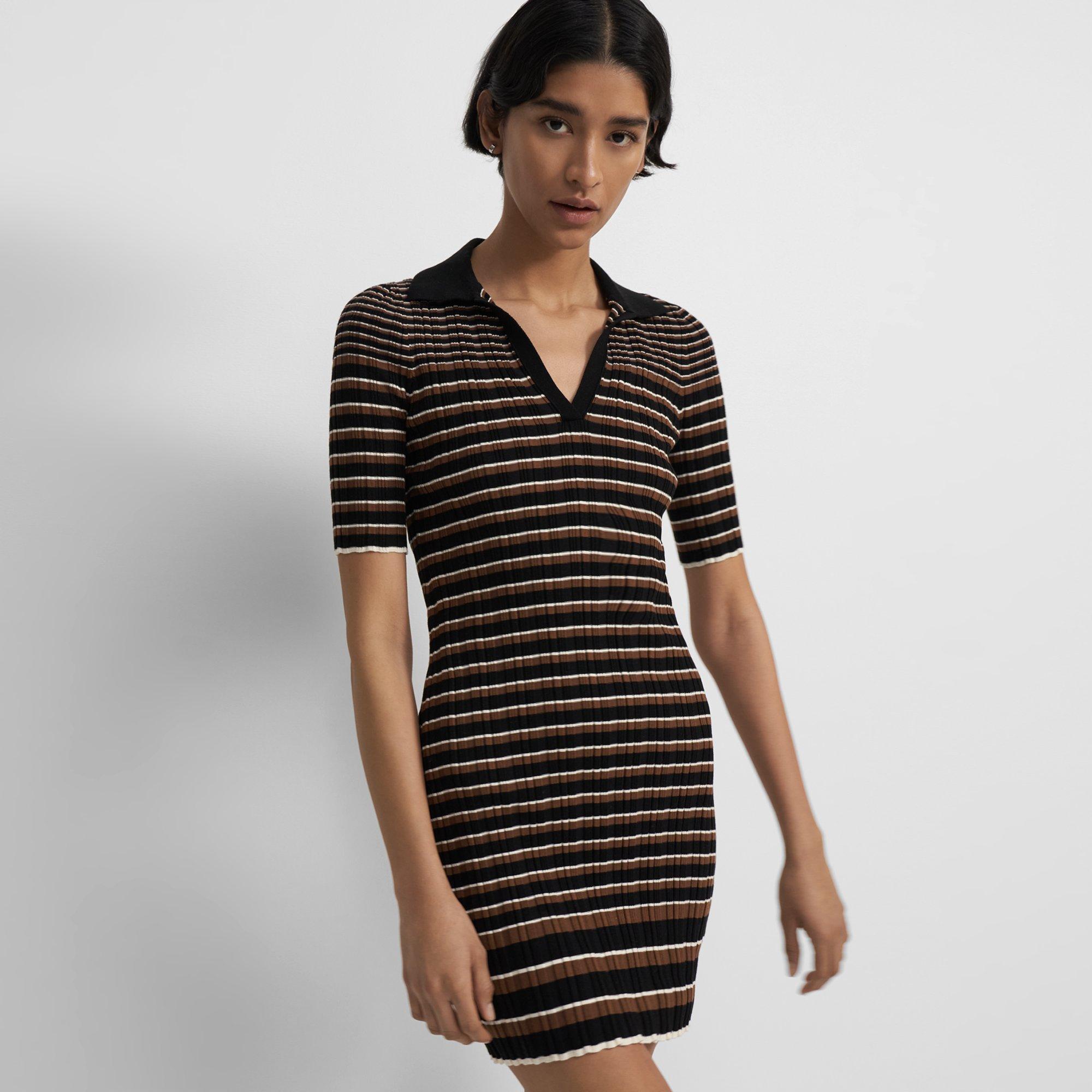 Cotton Ribbed Stripe Dress | Theory