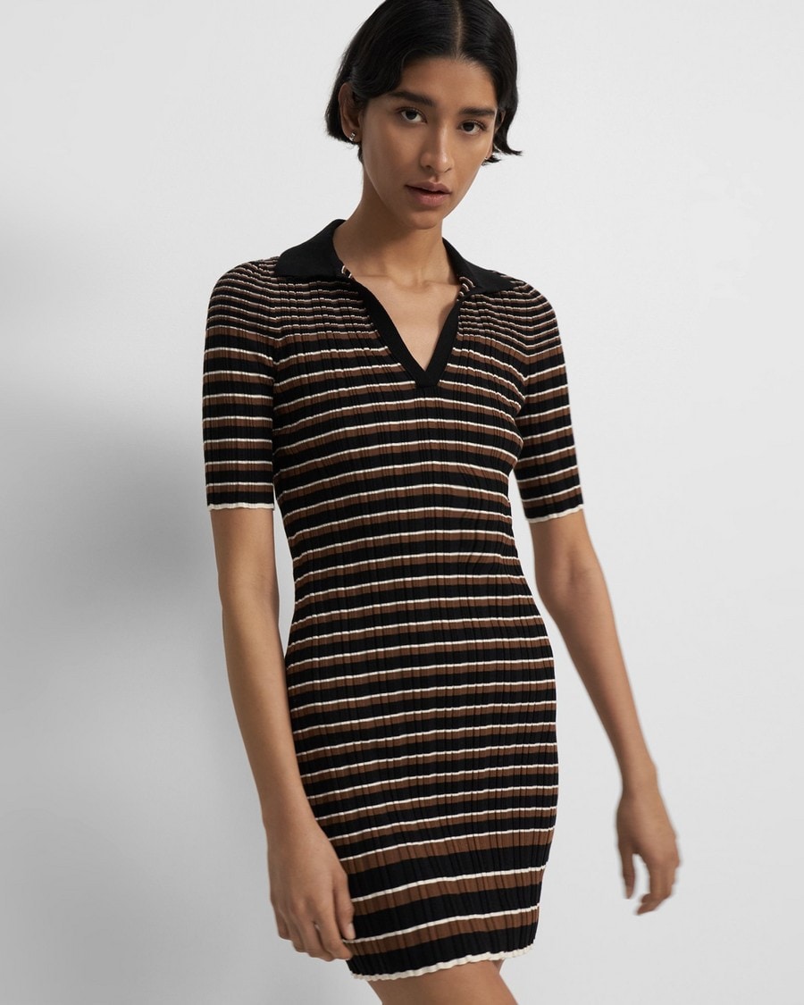 Ribbed Stripe Dress in Cotton