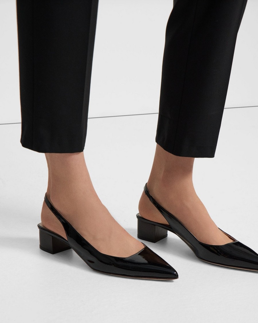 Patent Leather Block Heel Slingback | Theory Outlet