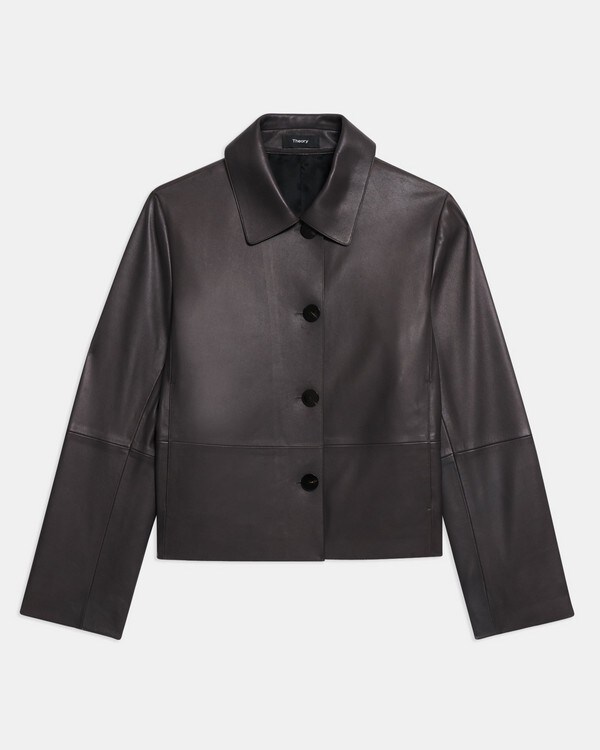 Cropped Piazza Coat in Leather
