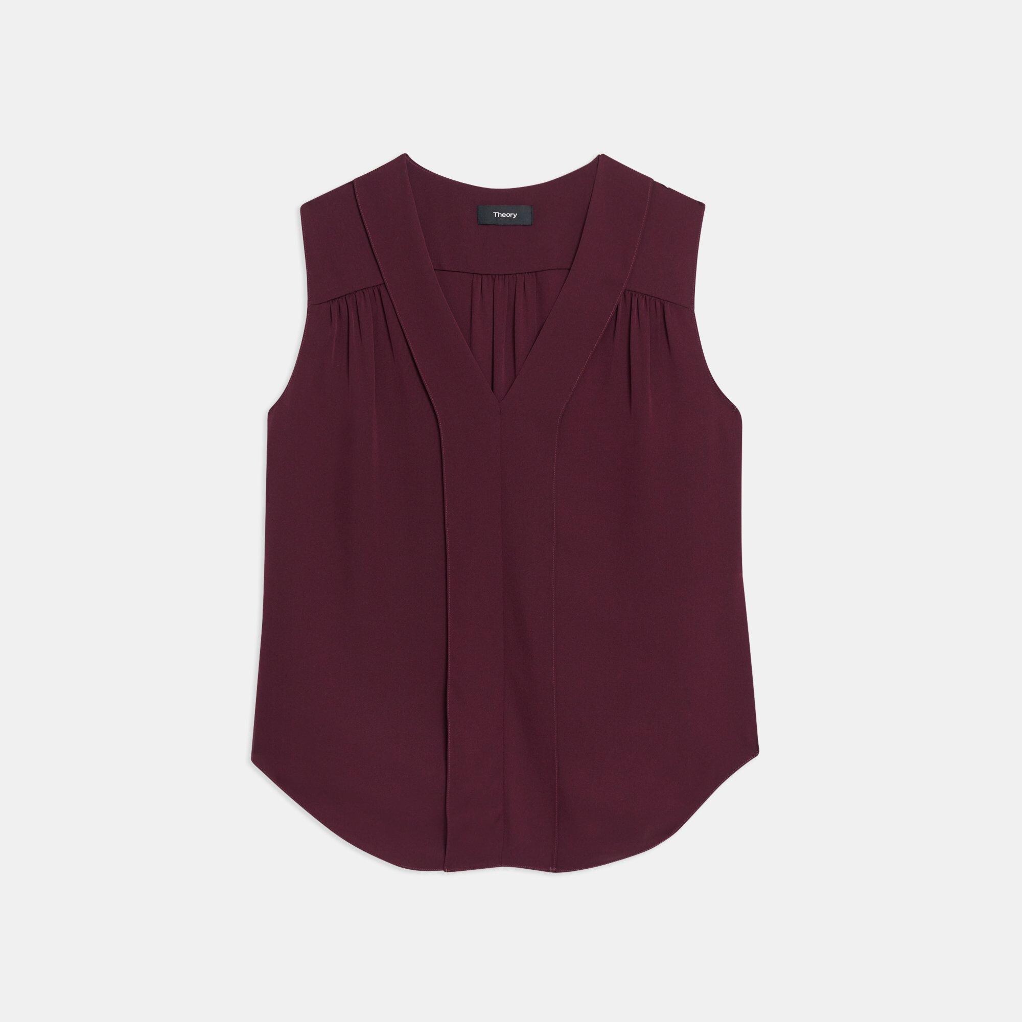 V-Overlay Top in Silk Georgette