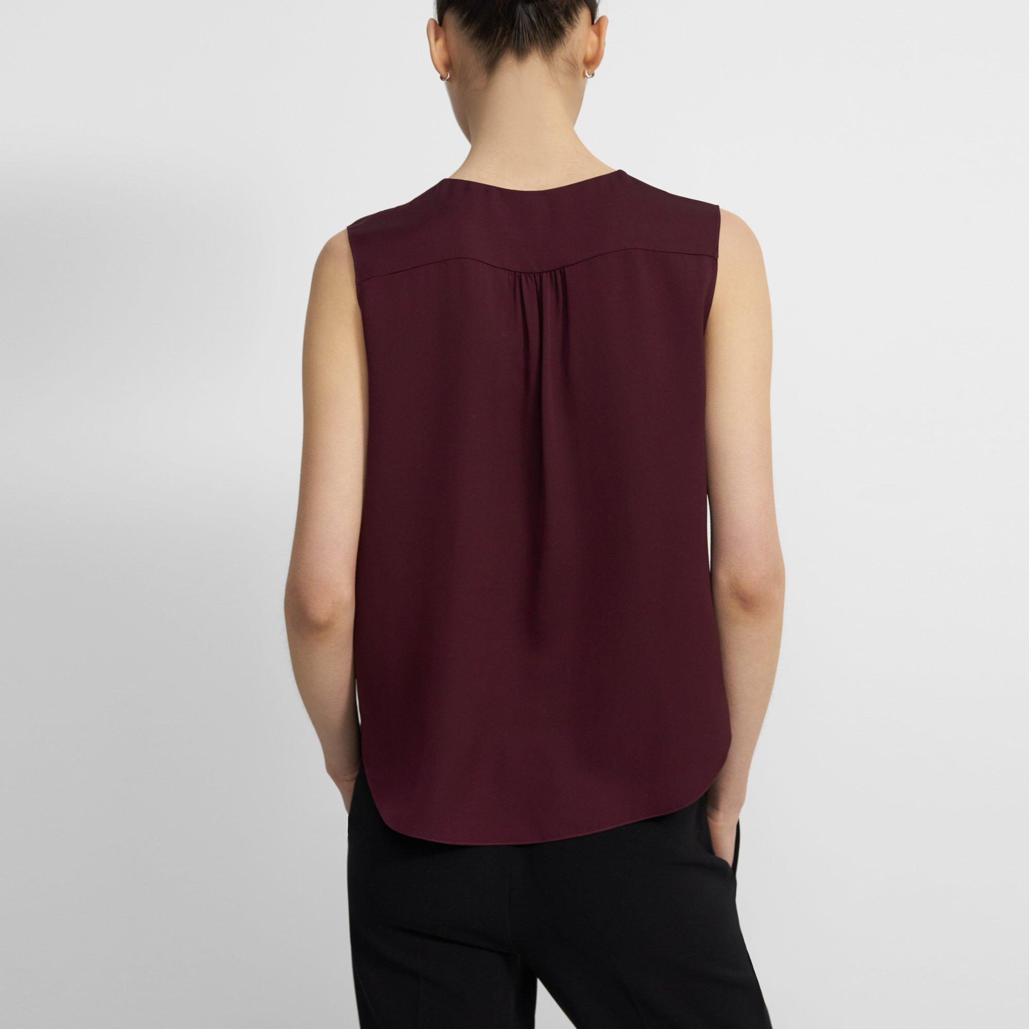 V-Overlay Top in Silk Georgette