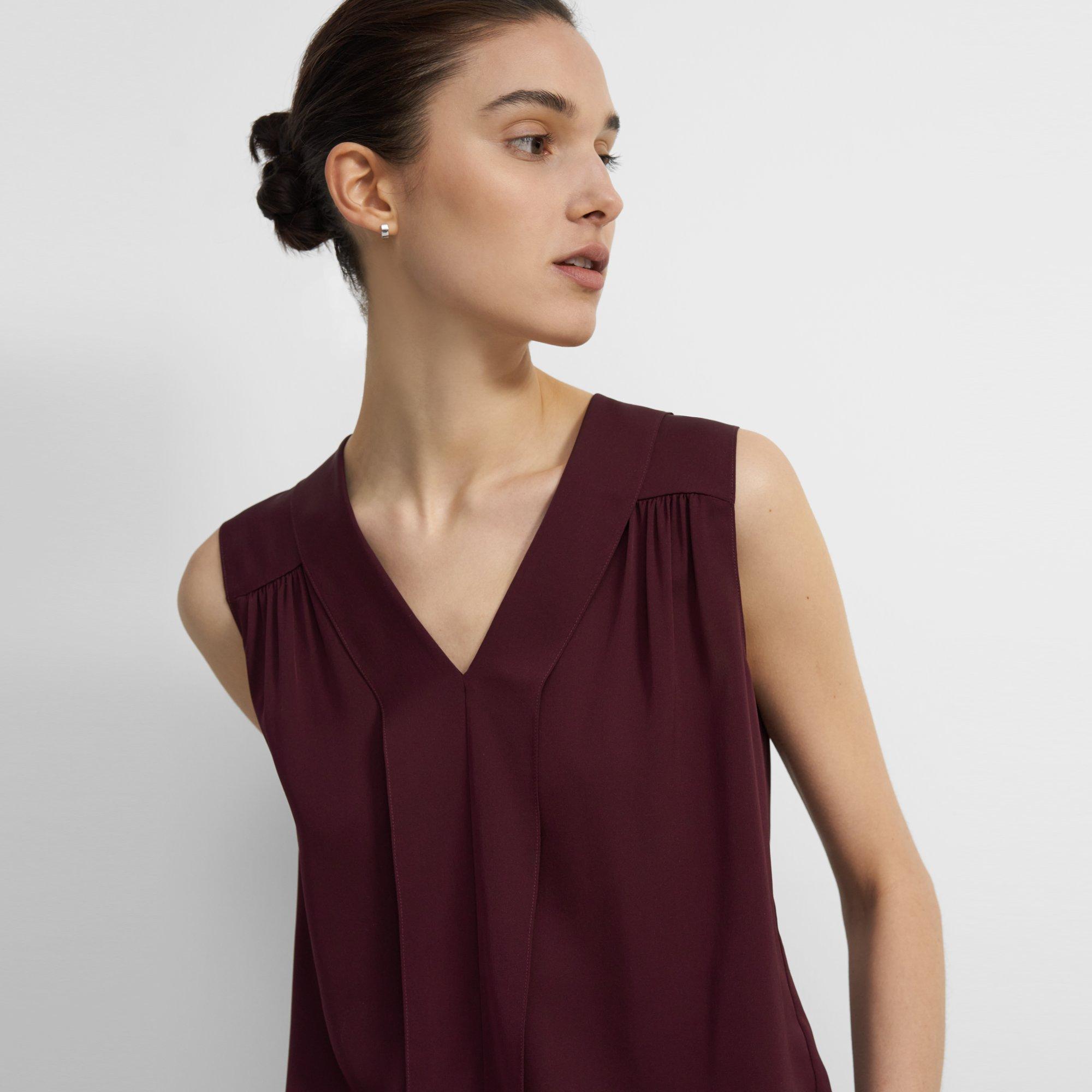 V-Overlay Top in Silk Georgette