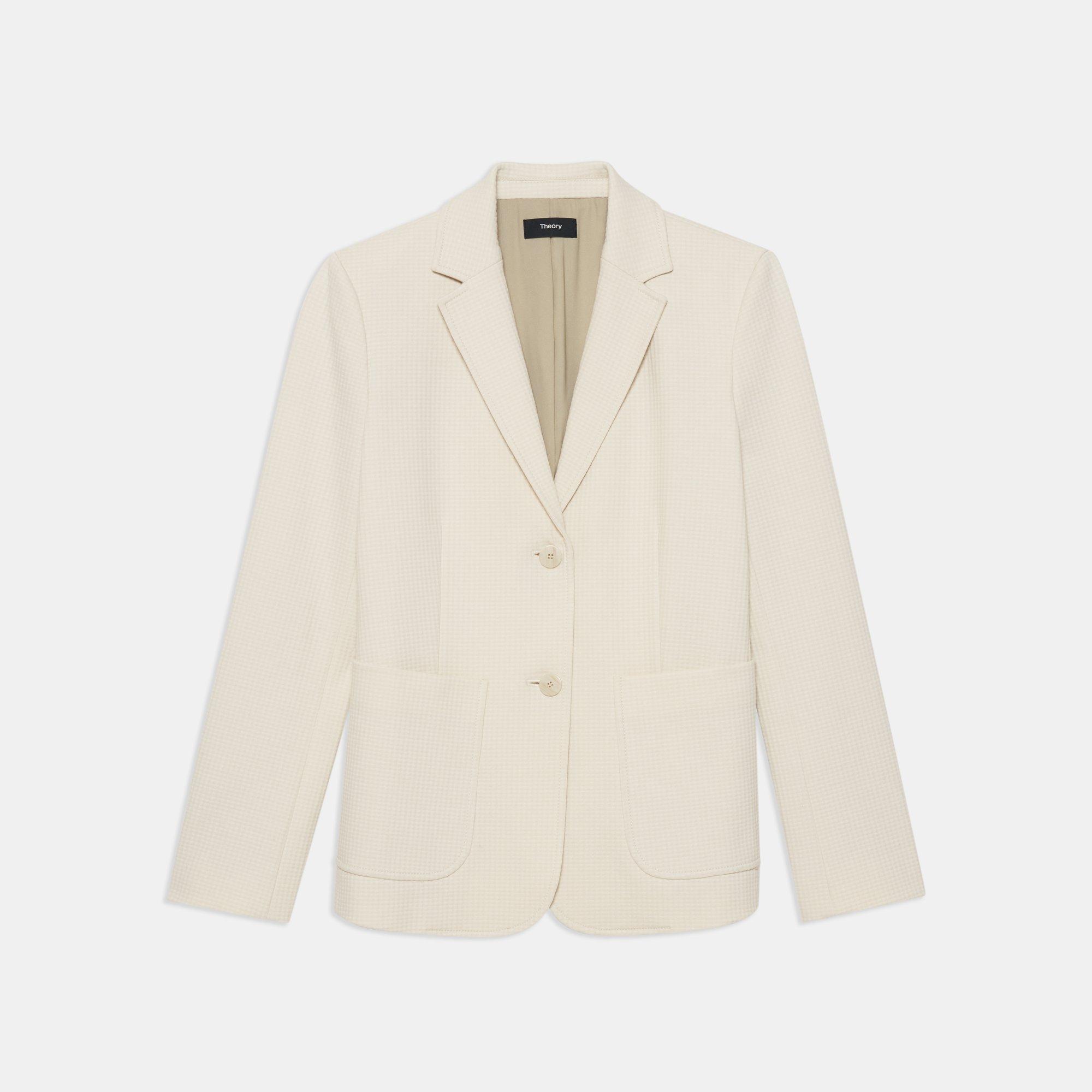 Shrunken Blazer in Waffle-Knit Cotton