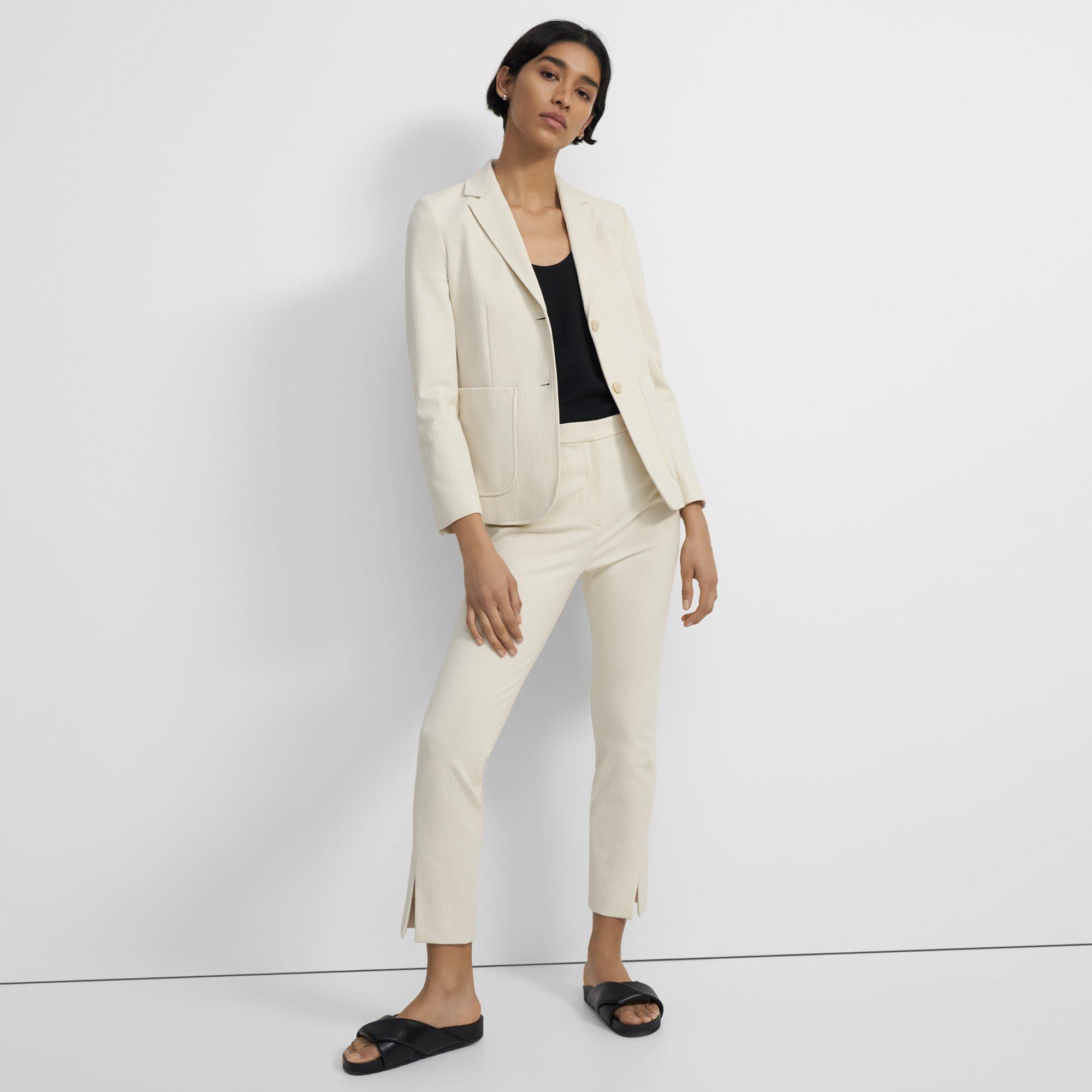 Shrunken Blazer in Waffle-Knit Cotton