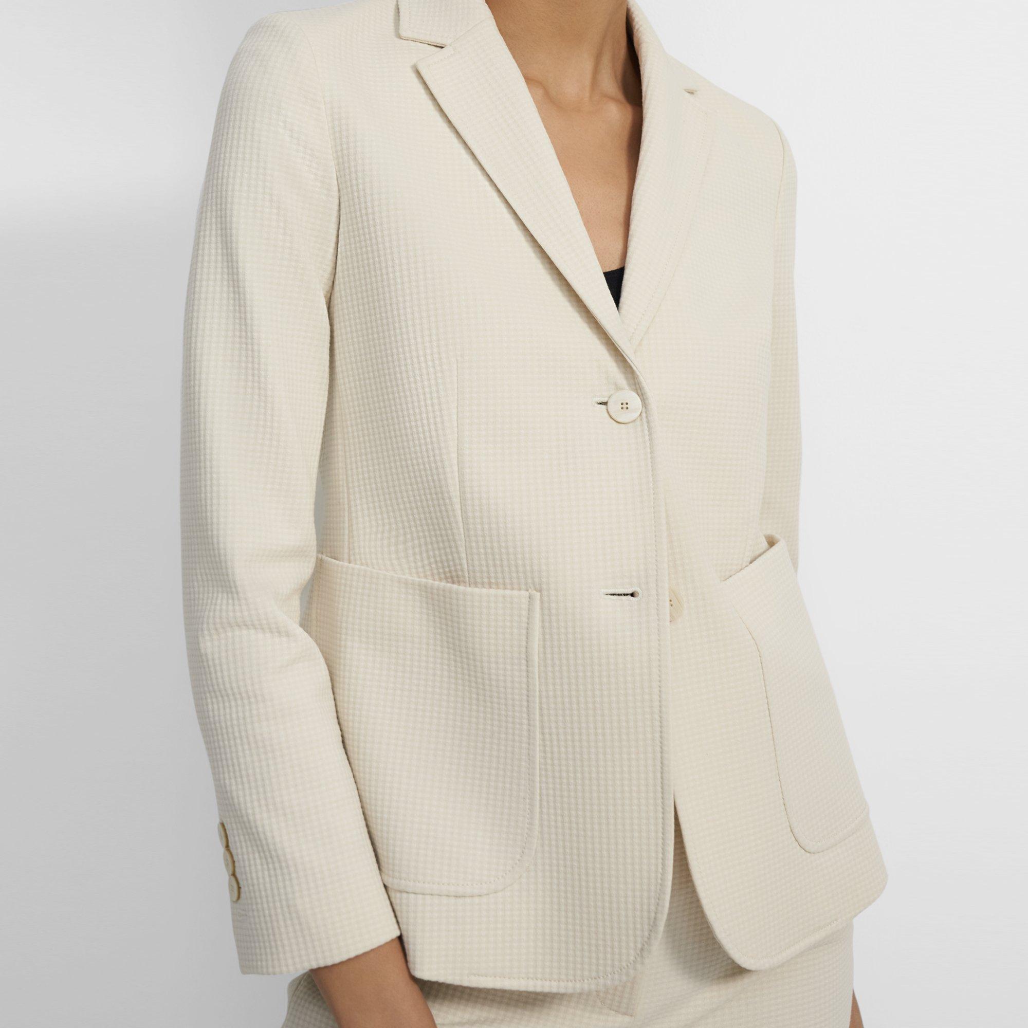 Shrunken Blazer in Waffle-Knit Cotton