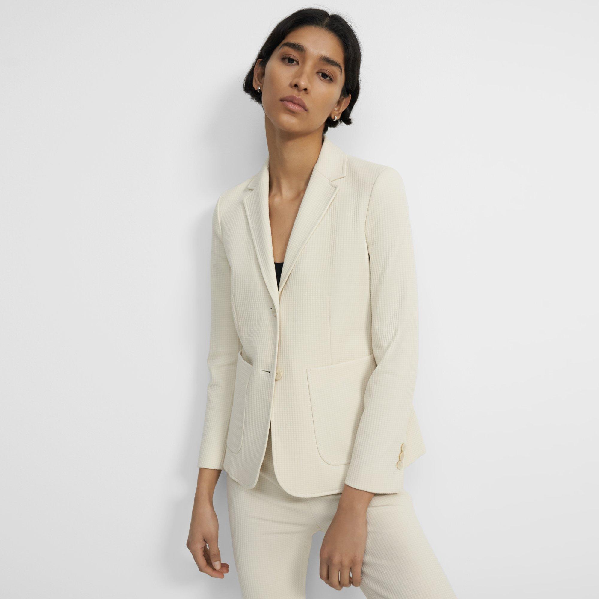 Blazer rétréci en coton gaufré