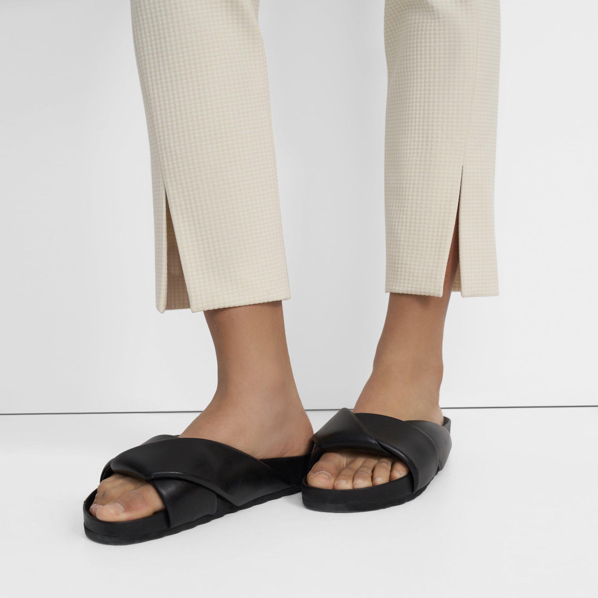 Straight Slit Pant in Waffle-Knit Cotton