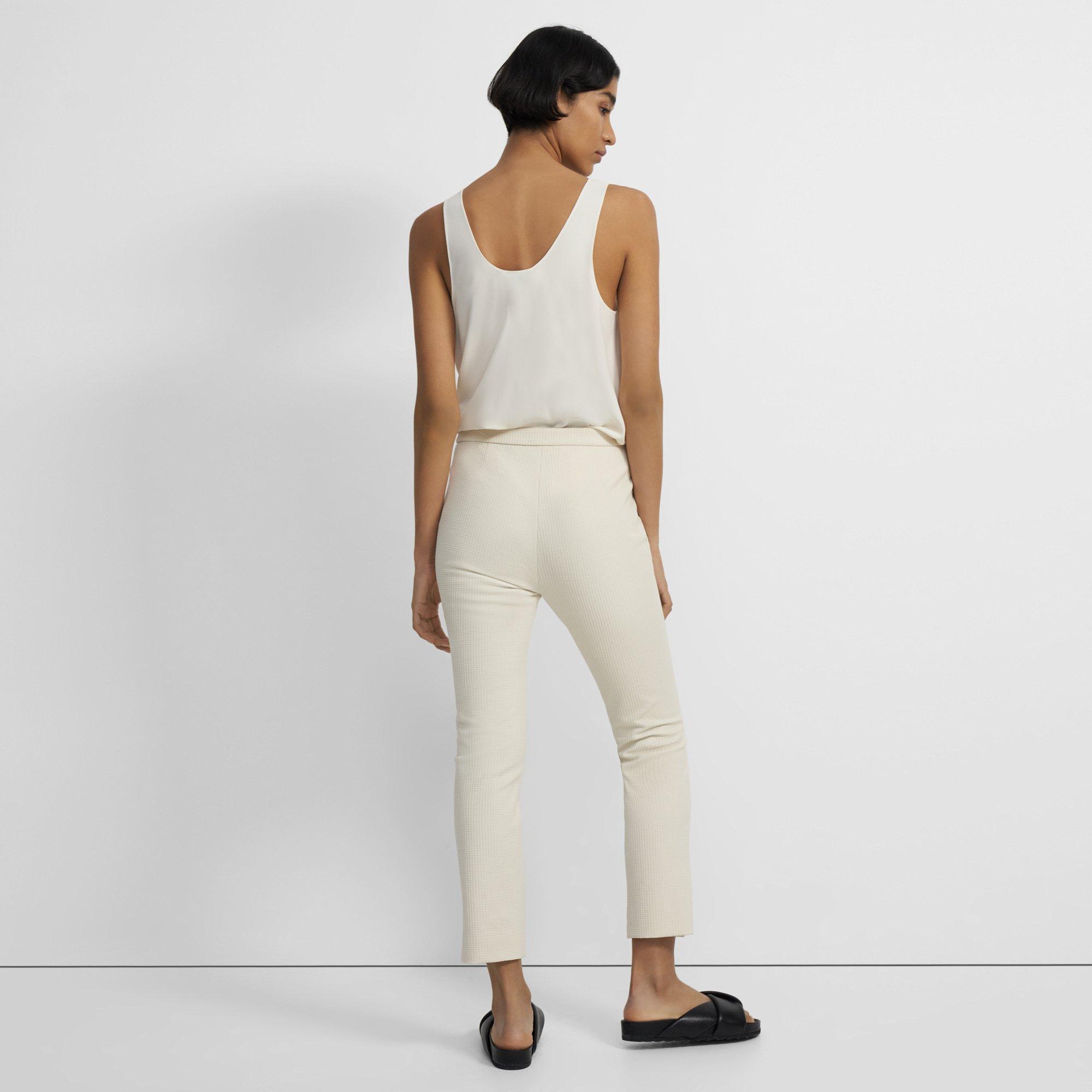 Straight Slit Pant in Waffle-Knit Cotton