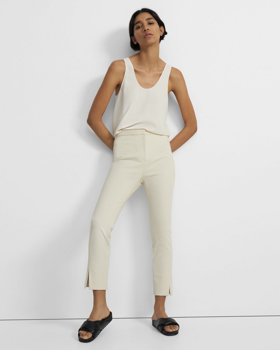 Straight Slit Pant in Waffle-Knit Cotton