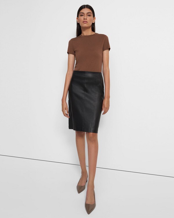 Pencil Skirt in Leather Combo