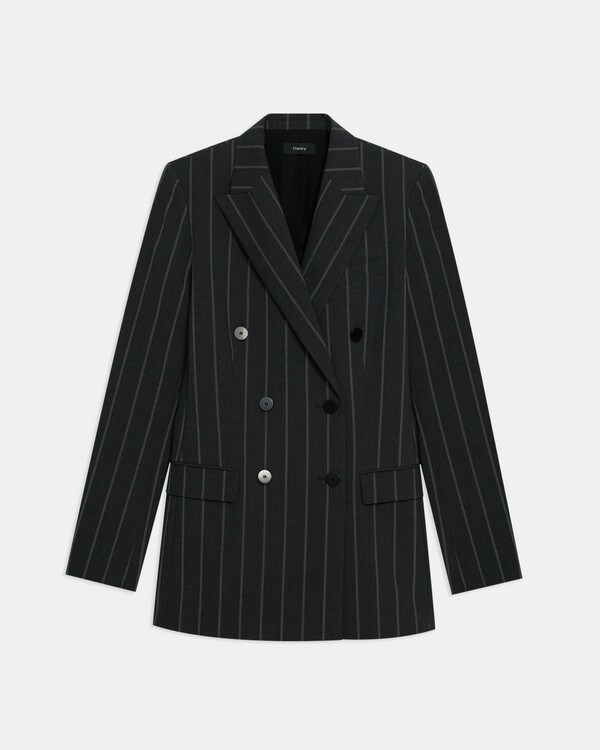 Double-Breasted Blazer in Striped Good Wool