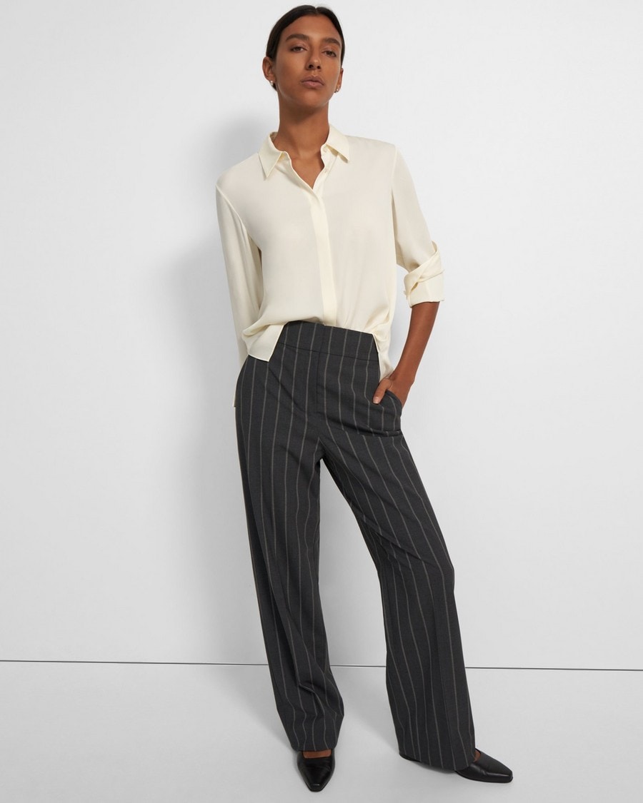 High-Waisted Pant in Striped Good Wool