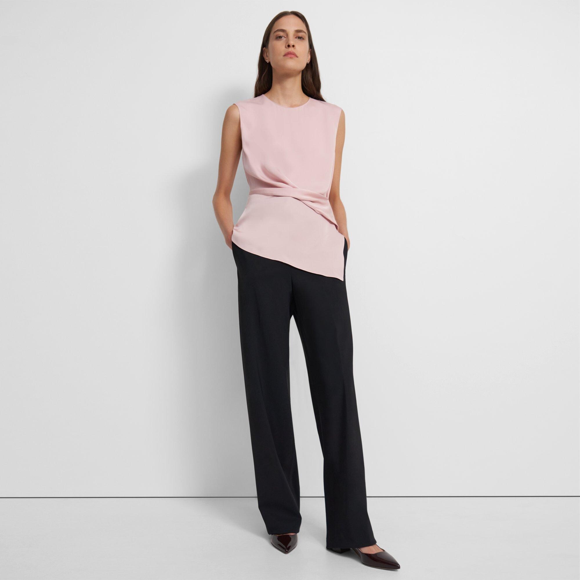 Sleeveless Twist Top in Silk Georgette
