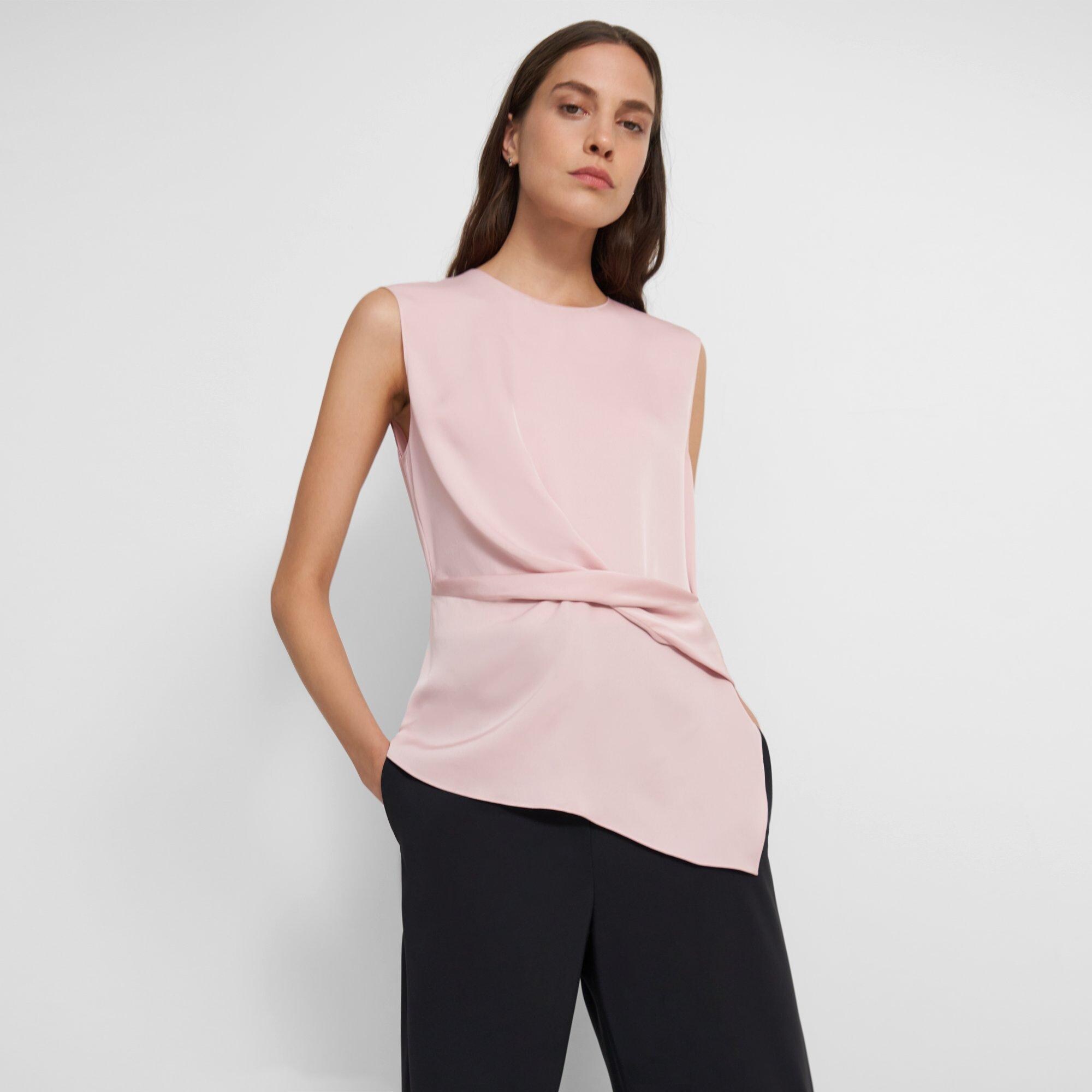 Theory Official Site | Sleeveless Twist Top in Silk Georgette