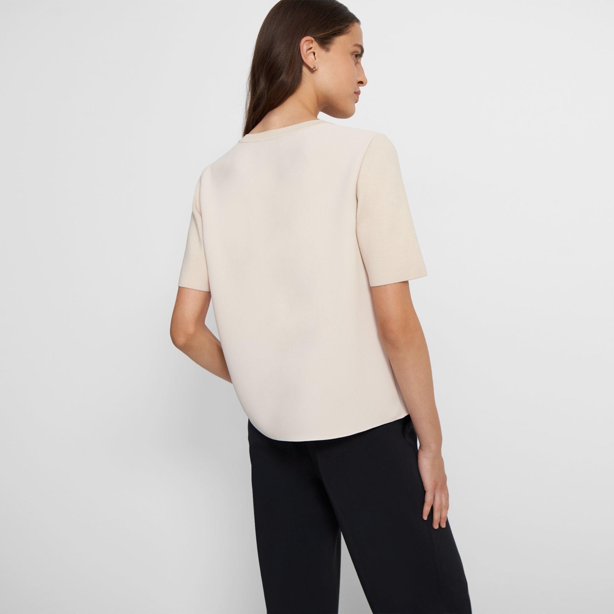 Short-Sleeve Top in Ribbed Crepe