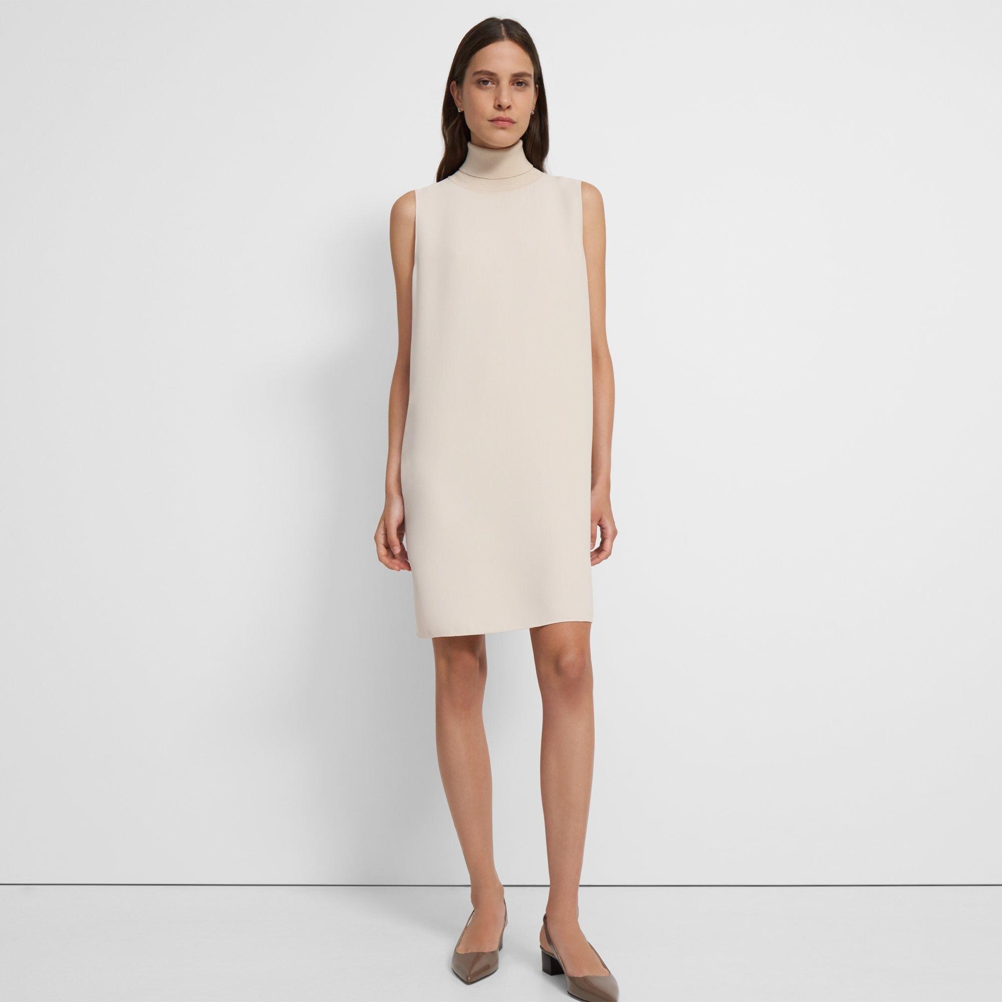 Roll Neck Dress in Crepe