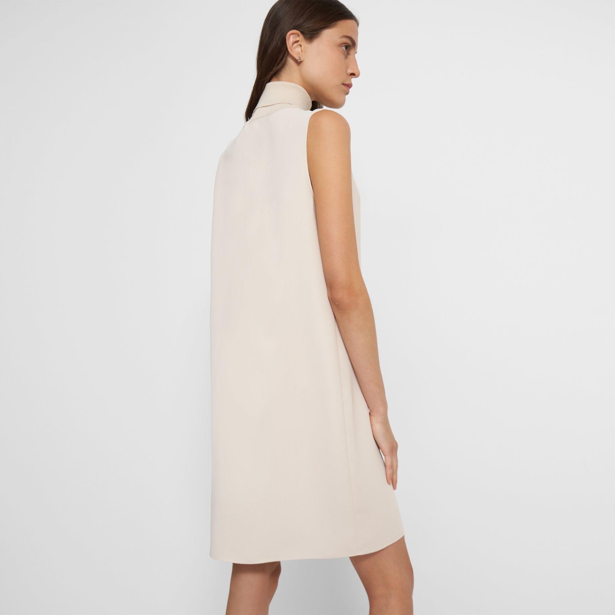 Roll Neck Dress in Crepe