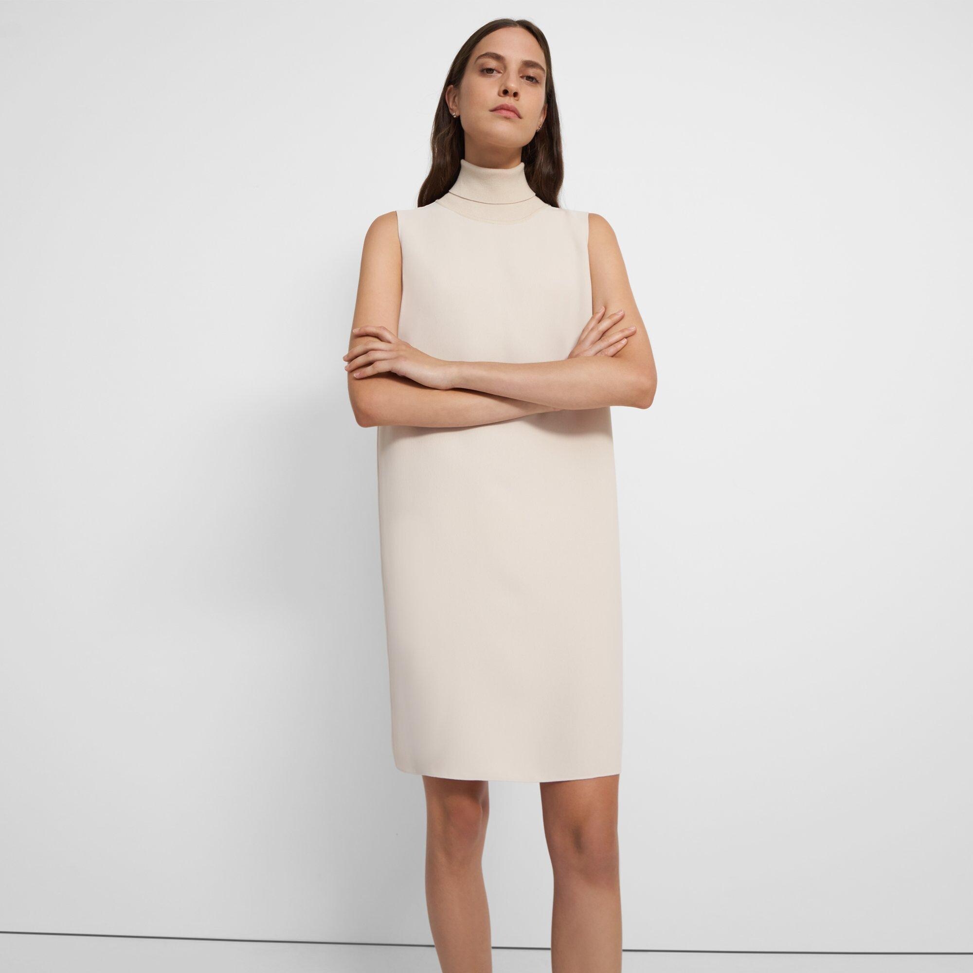 Roll Neck Dress in Crepe