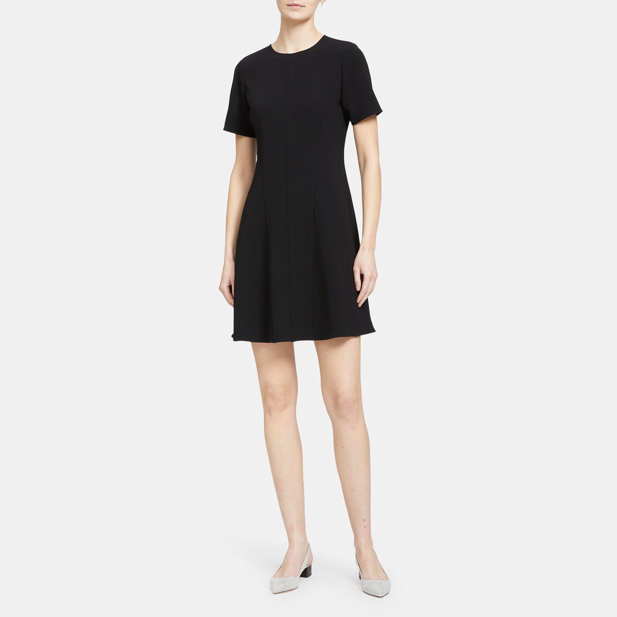 Theory Official Site | Fitted Flare Dress in Crepe