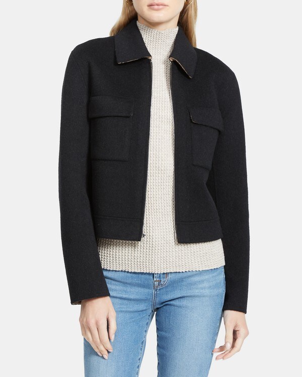 Flap Pocket Jacket in Double-Face Wool-Cashmere